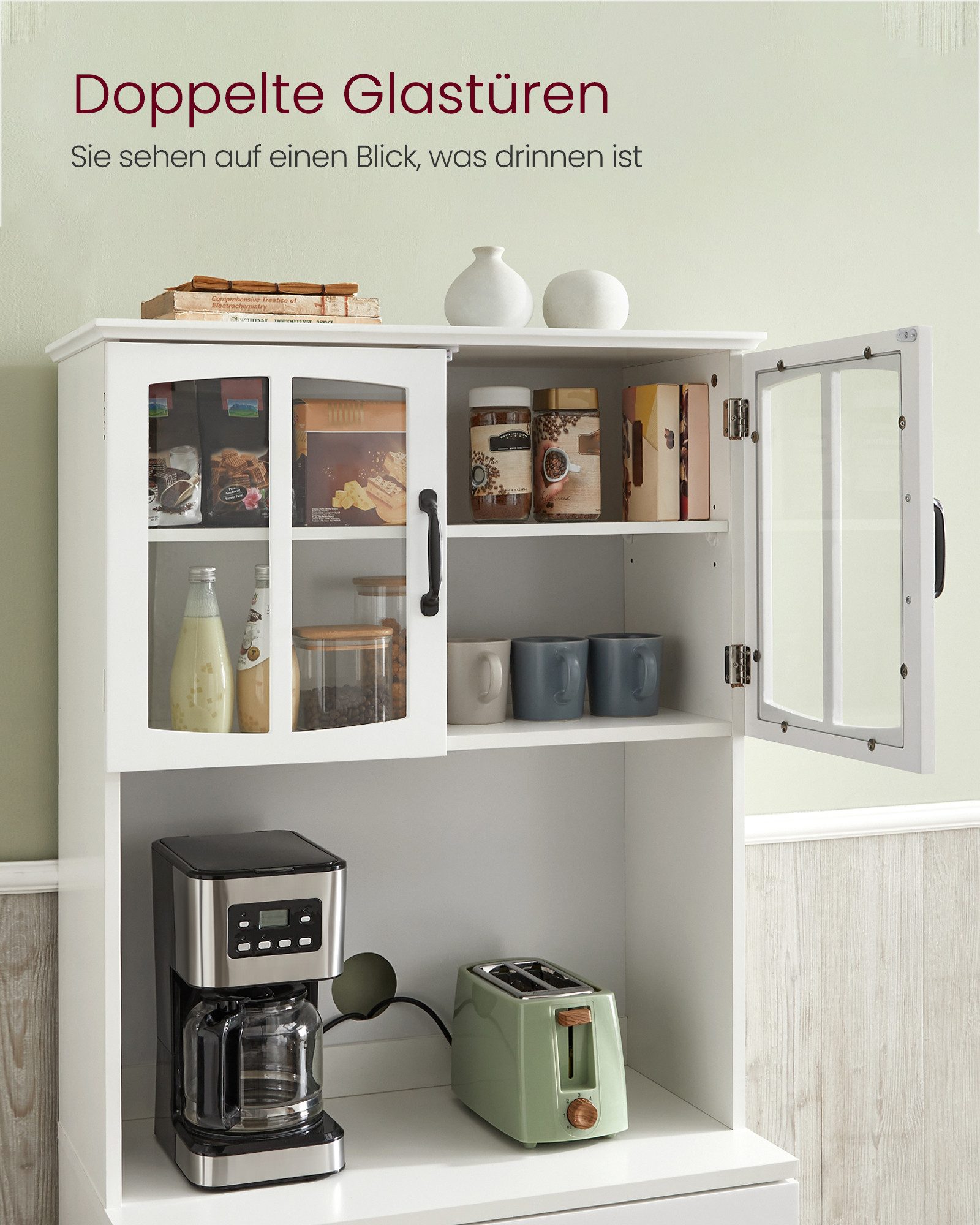 VASAGLE Buffet Mehrzweckschrank, Vorratsschrank, mit verstellbaren Einlegeb günstig online kaufen