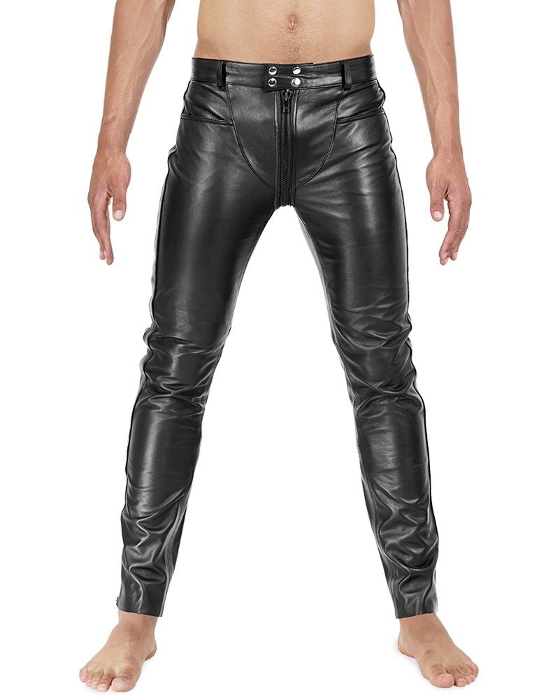 Lederhose Herren Lederhose Lederjeans mit durchgehendem Reißverschluss Bockle® 3 GAY-ZIP