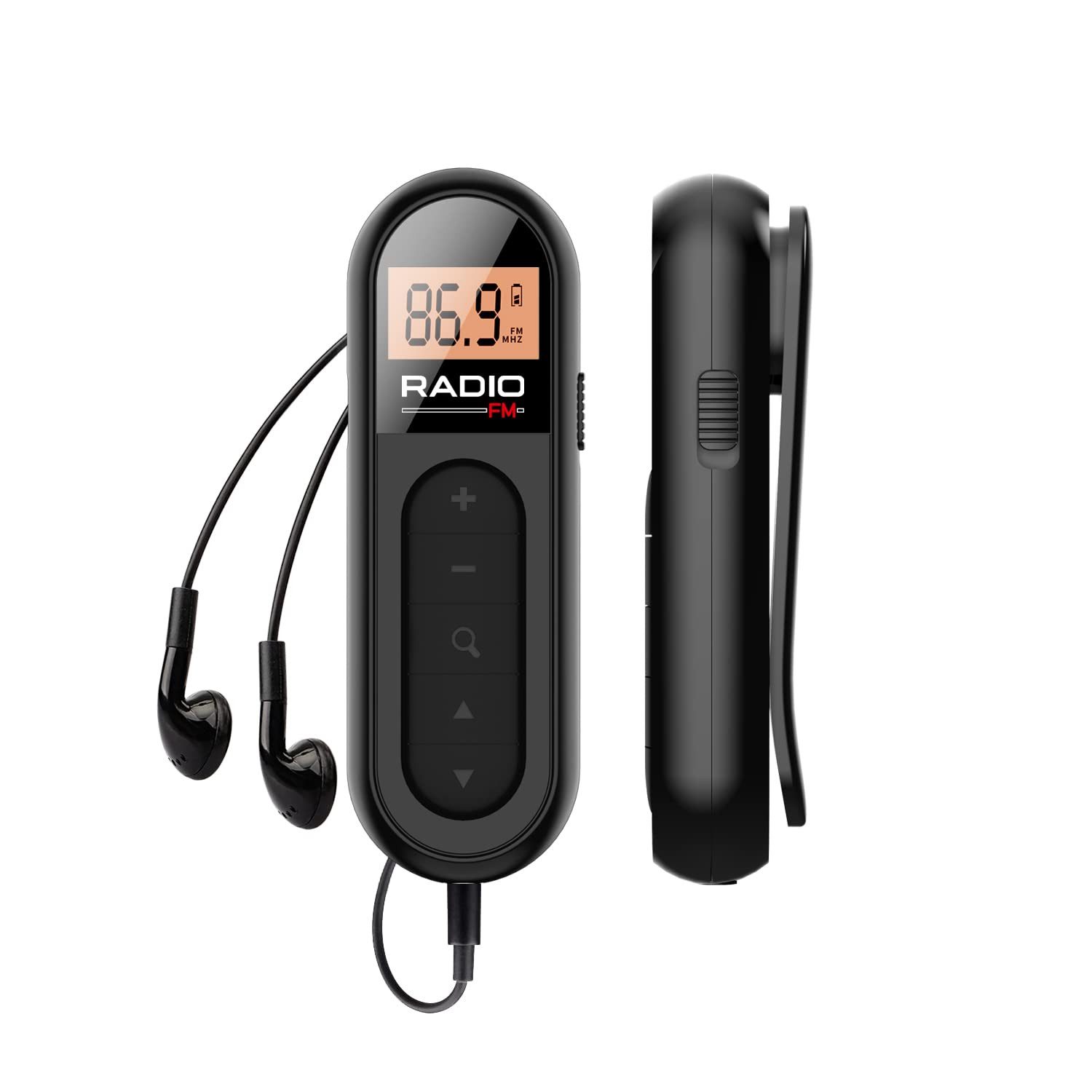 Tekoo Mini FM Taschenradio mit Clip, Akku, USB-C & Kopfhörer Radio (Senderspeicher, FM-Tuner, Digitaler Empfang, Automatischer Sendersuchlauf, DSP-Chip, Taschenformat, 300mAh Akku, Hintergrundbeleuchtung)