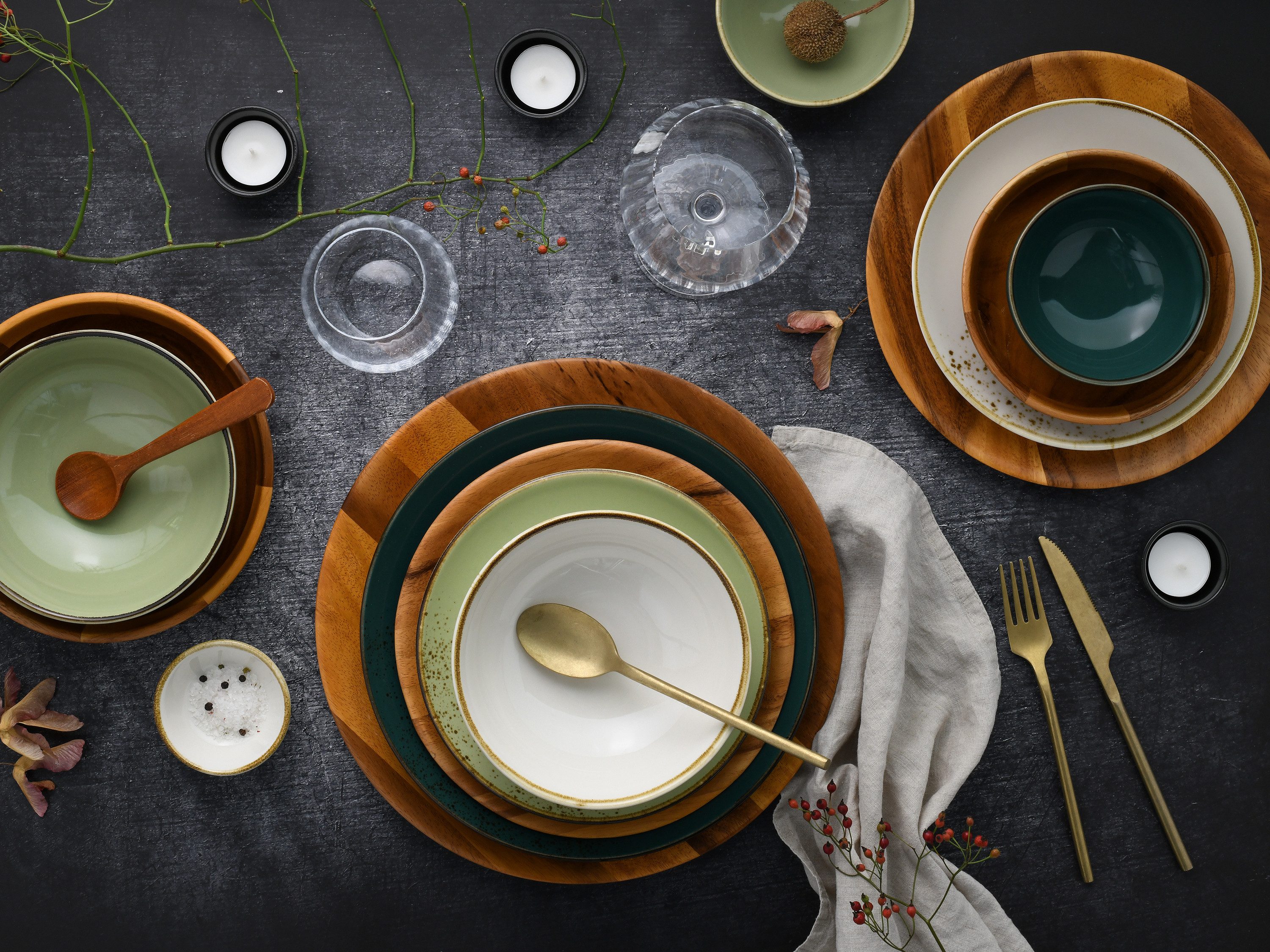 CreaTable Schale Nature Collection Akazienholz, Holz, (Set, 4-tlg)
