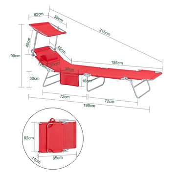 SoBuy Gartenliege OGS48, mit abnehmbarem Kopfkissen und verstellbarem Sonnendach