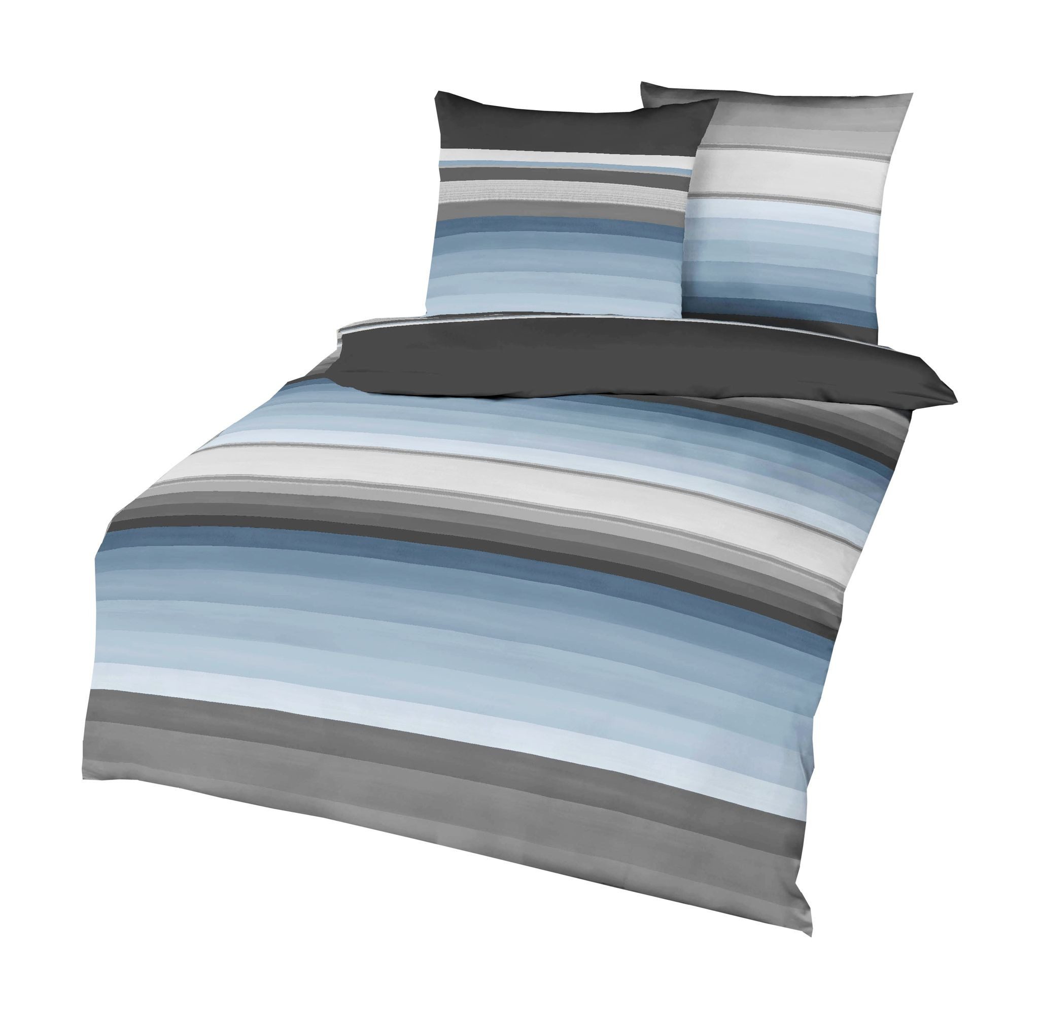 Kaeppel Bettwäsche Kaeppel Linon Renforcé Bettwäsche 2 tlg. Continue Taube Blau Grau, Renforcé, 2 teilig, elegante Bettwäsche mit Streifenmotiv, Baumwolle