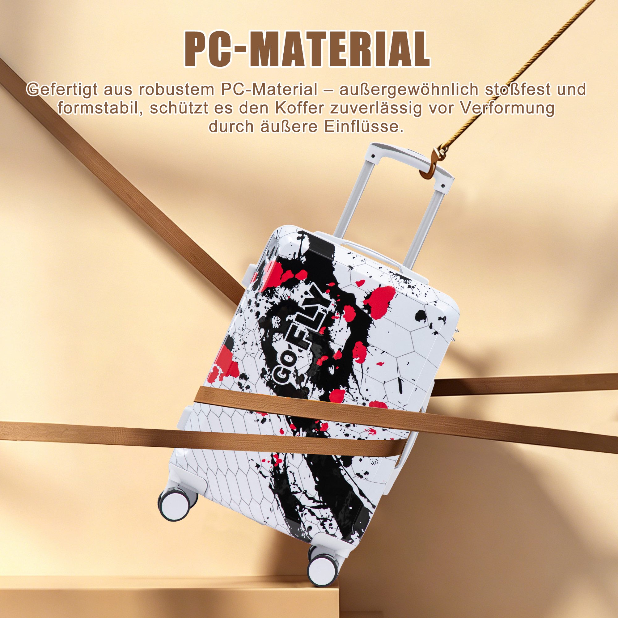 i@home Koffer 20‑Zoll‑PC‑Spinner‑Rad‑Koffer, Handgepäck‑Koffer, mit bedrucktem Muster und Zahlenschloss