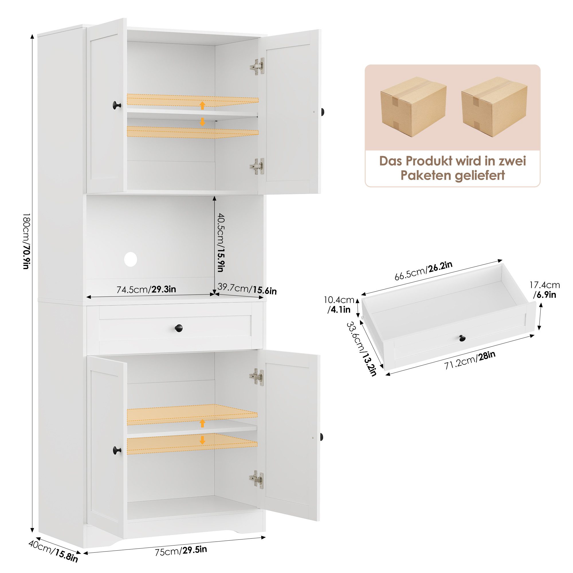 Homfa Küchenbuffet Küchenschrank Buffetschrank Vorratsschrank mit günstig online kaufen