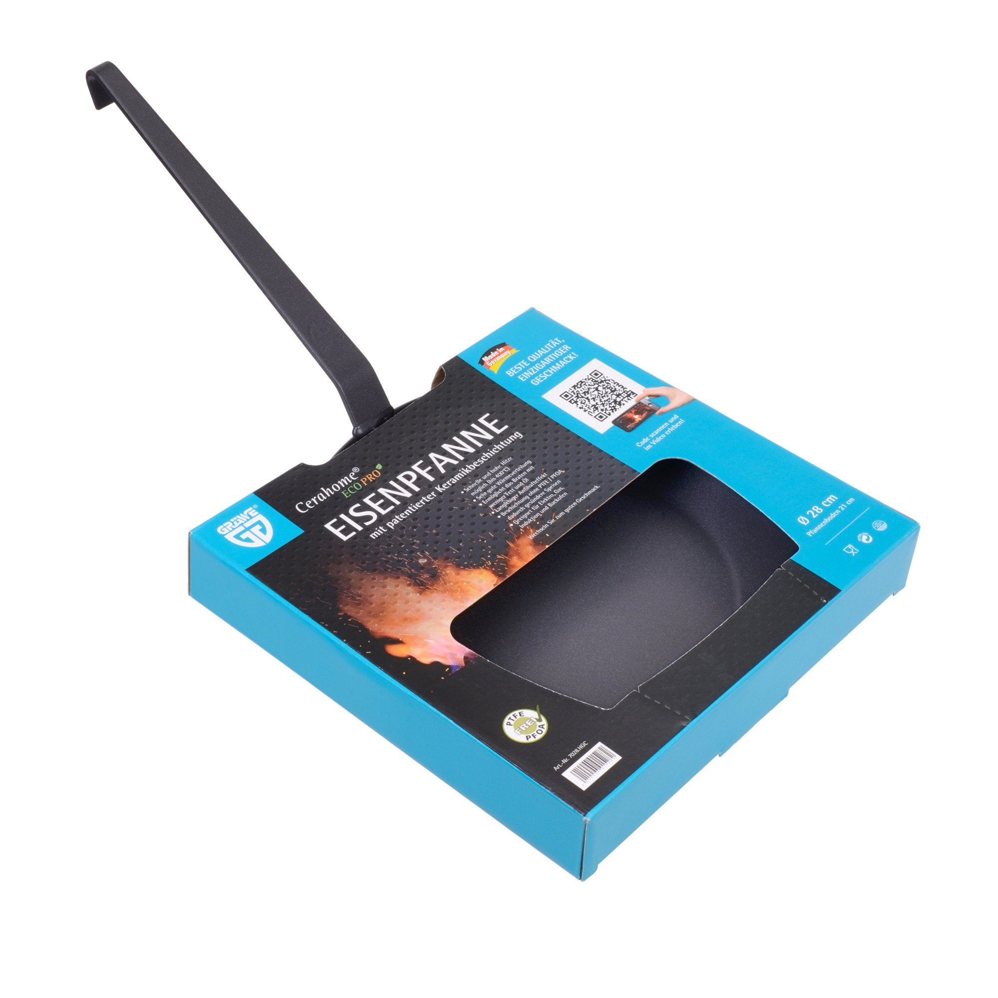 GRÄWE Bratpfanne GRÄWE Schmiedeeiserne Bratpfanne 28 HOCH mit Keramikbeschichtung ECO