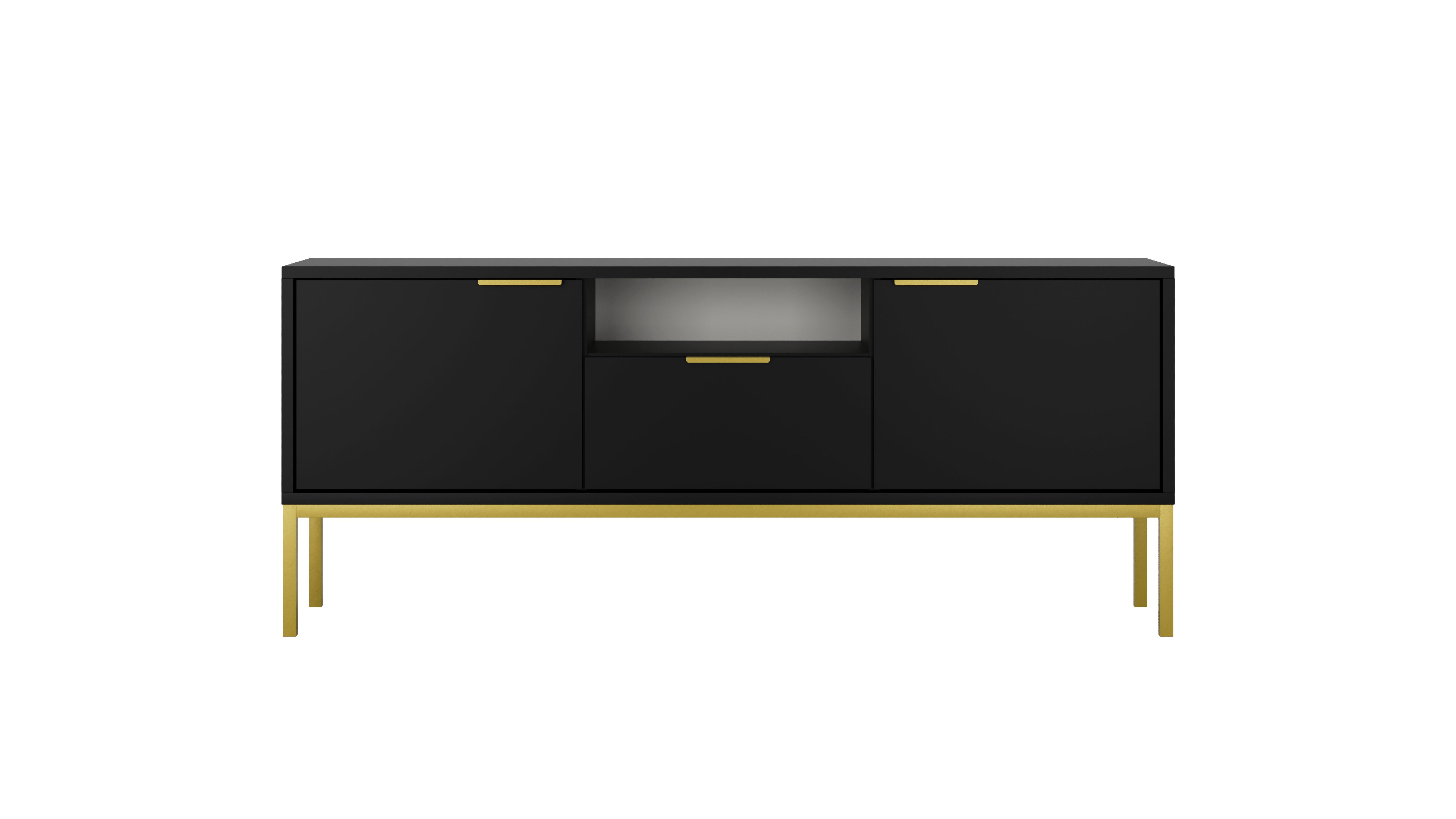Raumhirsch Furniture Lowboard stehend - TV Schrank Austin 135 / 175 cm (TV-Board, Lowboard mit 2 Türen, 1 Schublade und 1 Ablage), modernes Design, robuste Laminatplatte, elegante Metallgriffe