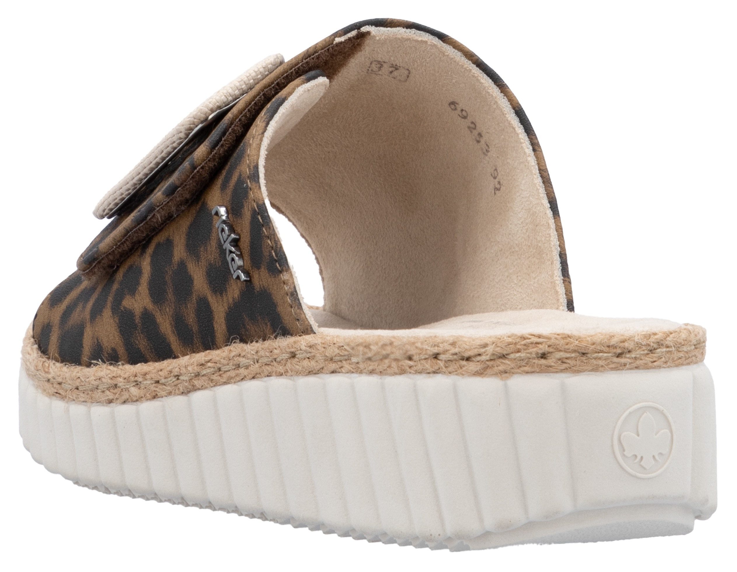 Rieker Pantolette Sommerschuh, Strandschuh, Urlaubschuh, Hausschuh mit Klettverschluss
