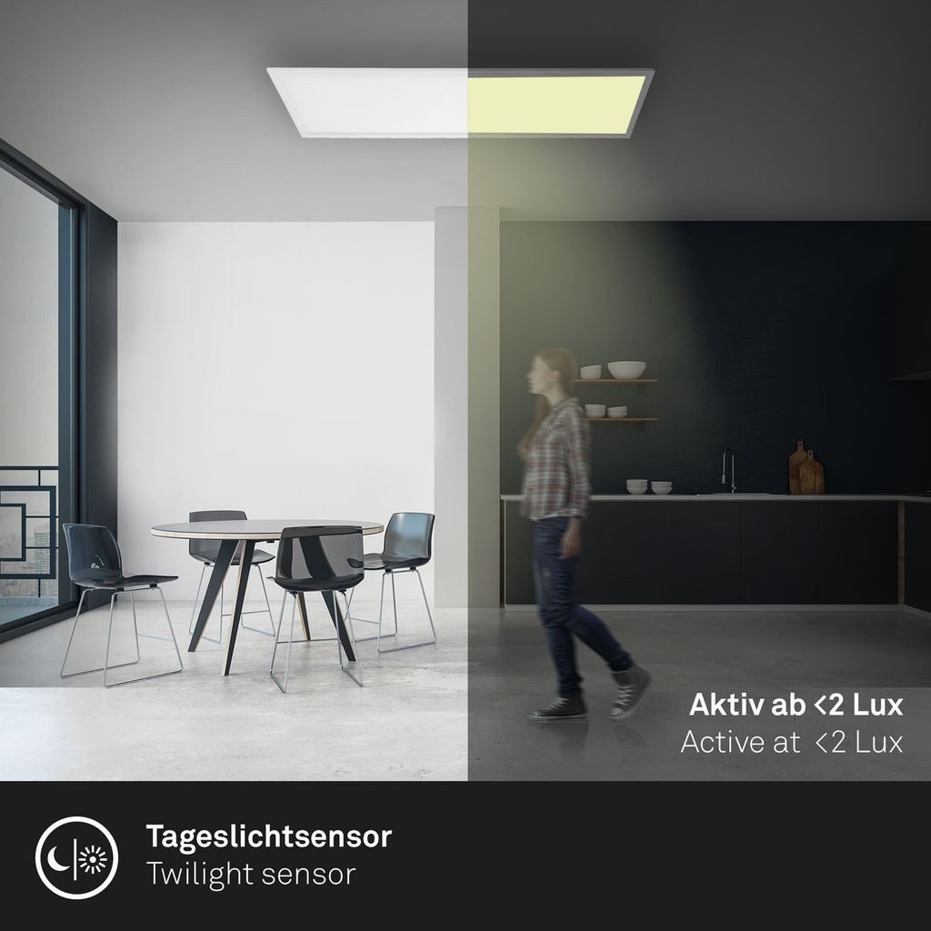 Briloner Leuchten LED Deckenleuchte 7189-016, Leuchtdauer einstellbar, LED fest integriert, 4000K, Deckenlampe, 119,5x29,5x6,5cm, Weiß, 38W, Wohnzimmer, Schlafzimmer