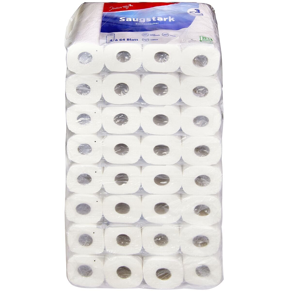 Jeden Tag Papierküchenrolle Classic (32-St), 3-lagig, 8x 4 Rollen, 64 Blatt/Rolle
