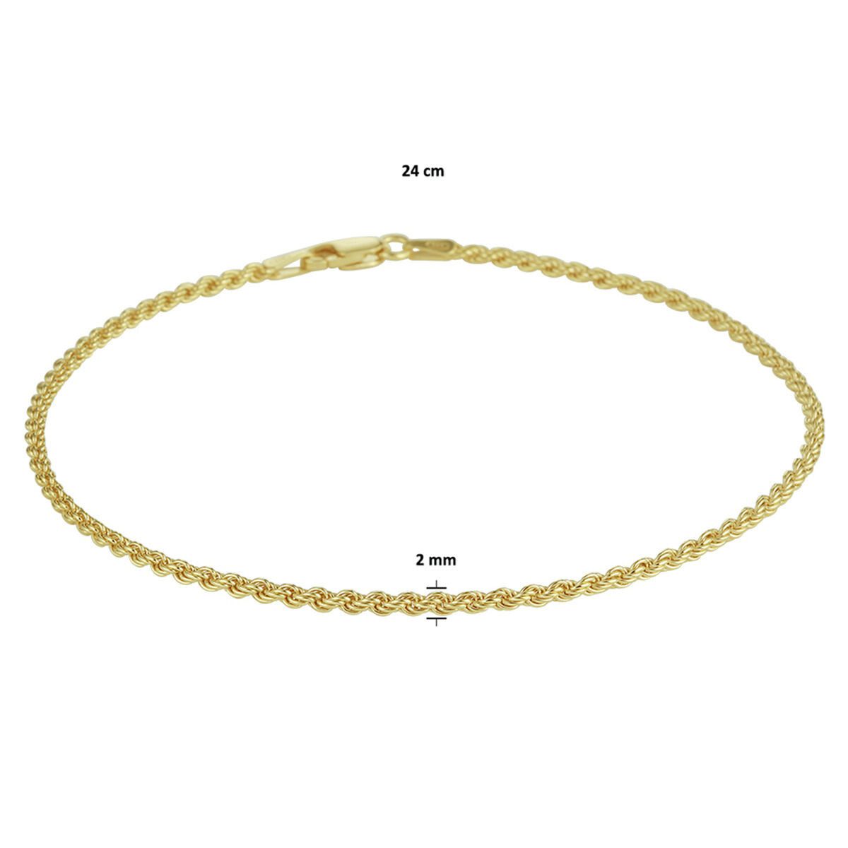 NICEANDnoble Fußkette 925er Silber Fußkette 3 micron vergoldet Kordelkette