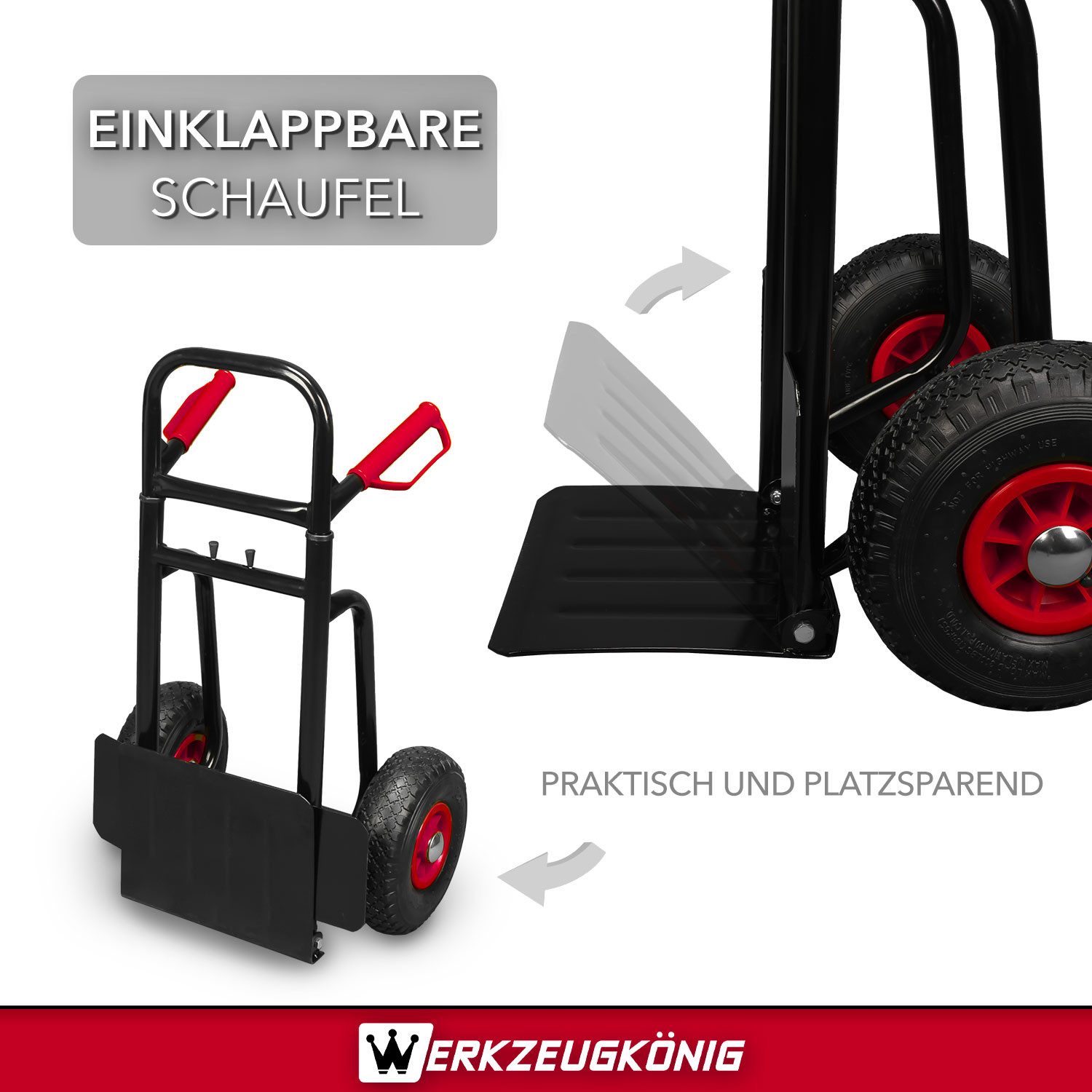 Werkzeugkönig Sackkarre klappbar Treppensteiger, höhenverstellbare Telekopgriffe - belastbar bis 200 kg - Klappfunktion