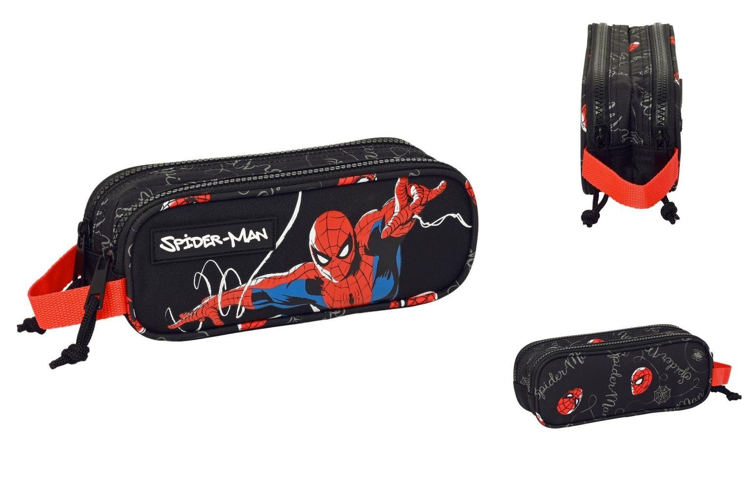Spiderman Federtasche Zweifaches Mehrzweck-Etui Spiderman Hero Schwarz 21 x 8 x 6 cm | Federmäppchen