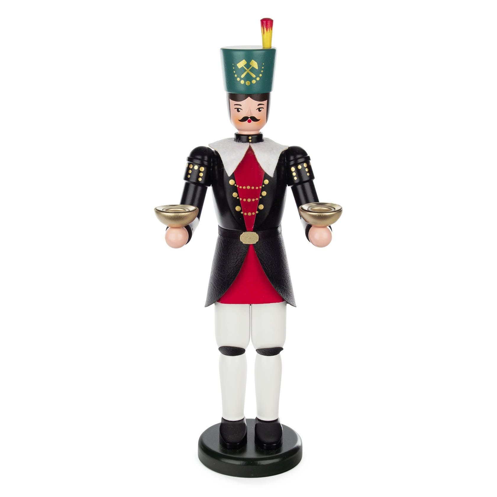 Engelfigur Weihnachtsfigur Bergmann mit Holztüllen schwarz BxHxT