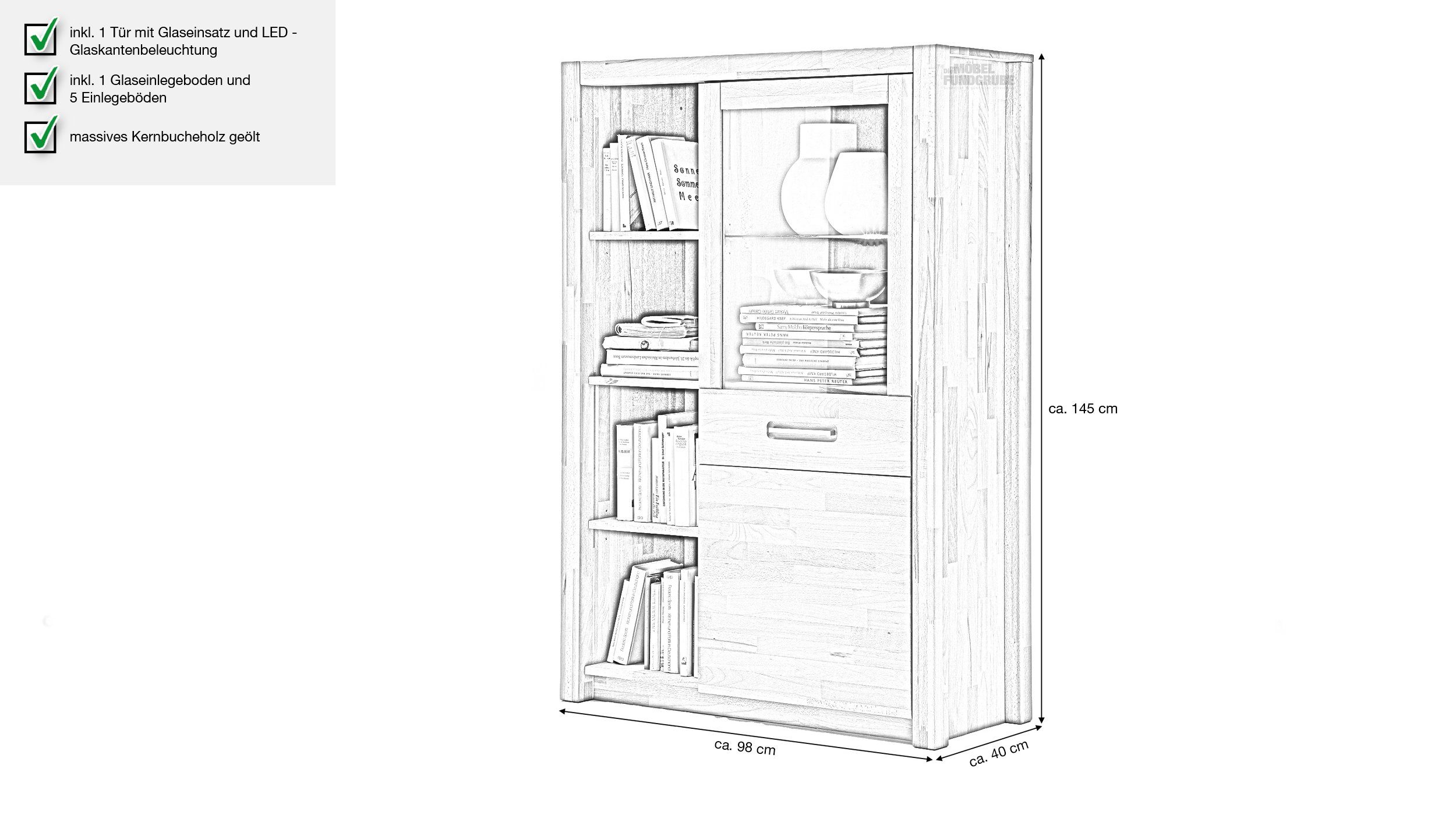 Massivart® Highboard Fenja 98 cm Breite/ günstig online kaufen