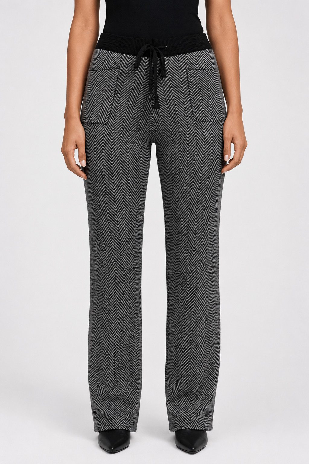 Passioni Strickhose Hose mit stylischem Fischgrätenmuster