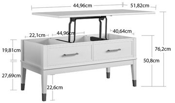 CosmoLiving by Cosmopolitan Couchtisch Westerleigh, Stauraum, aus pflegeleichtem MDF, Beine aus Massivholz, Höhe 51-76 cm