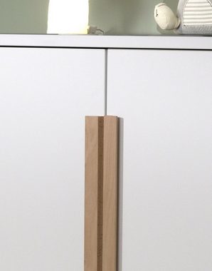 möbelando Kleiderschrank LONDON in Weiß/Buche mit 2 Türen. Abmessungen (BxHxT) 86x116,2x56 cm