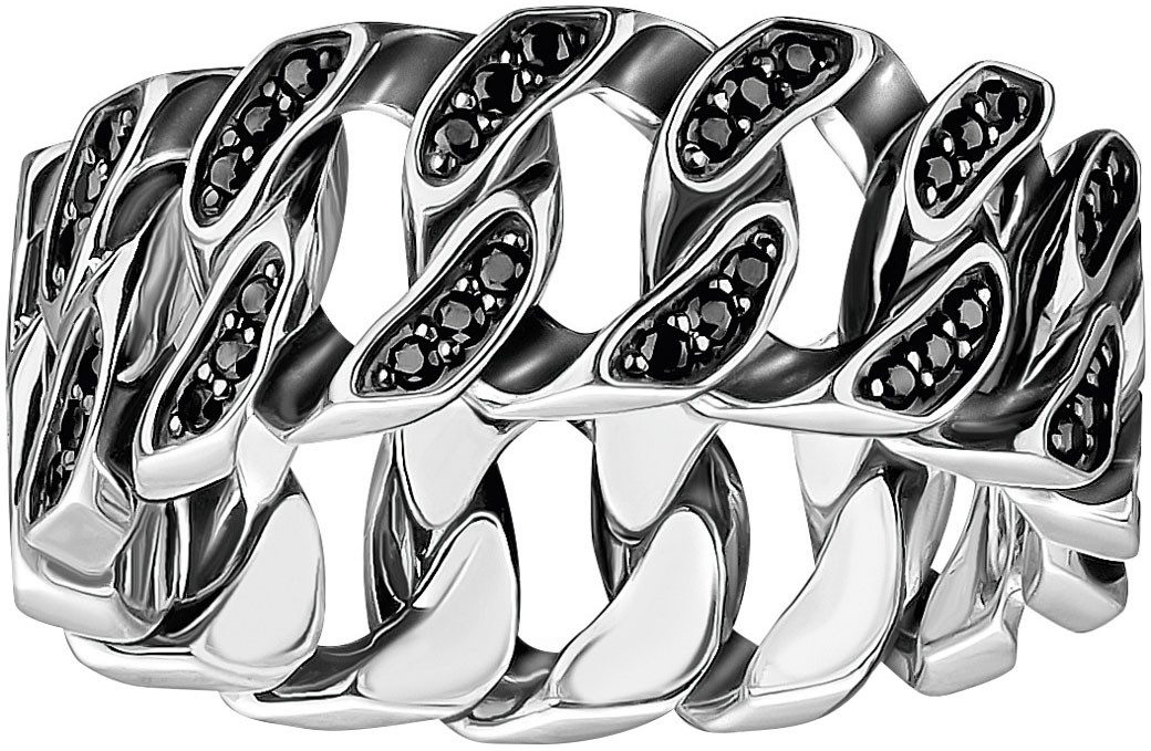 THOMAS SABO Fingerring Breiter Kettenglieder-Ring Silber mit Zirkonia, TR2501-643-11-54-68, mit Zirkonia (synth)