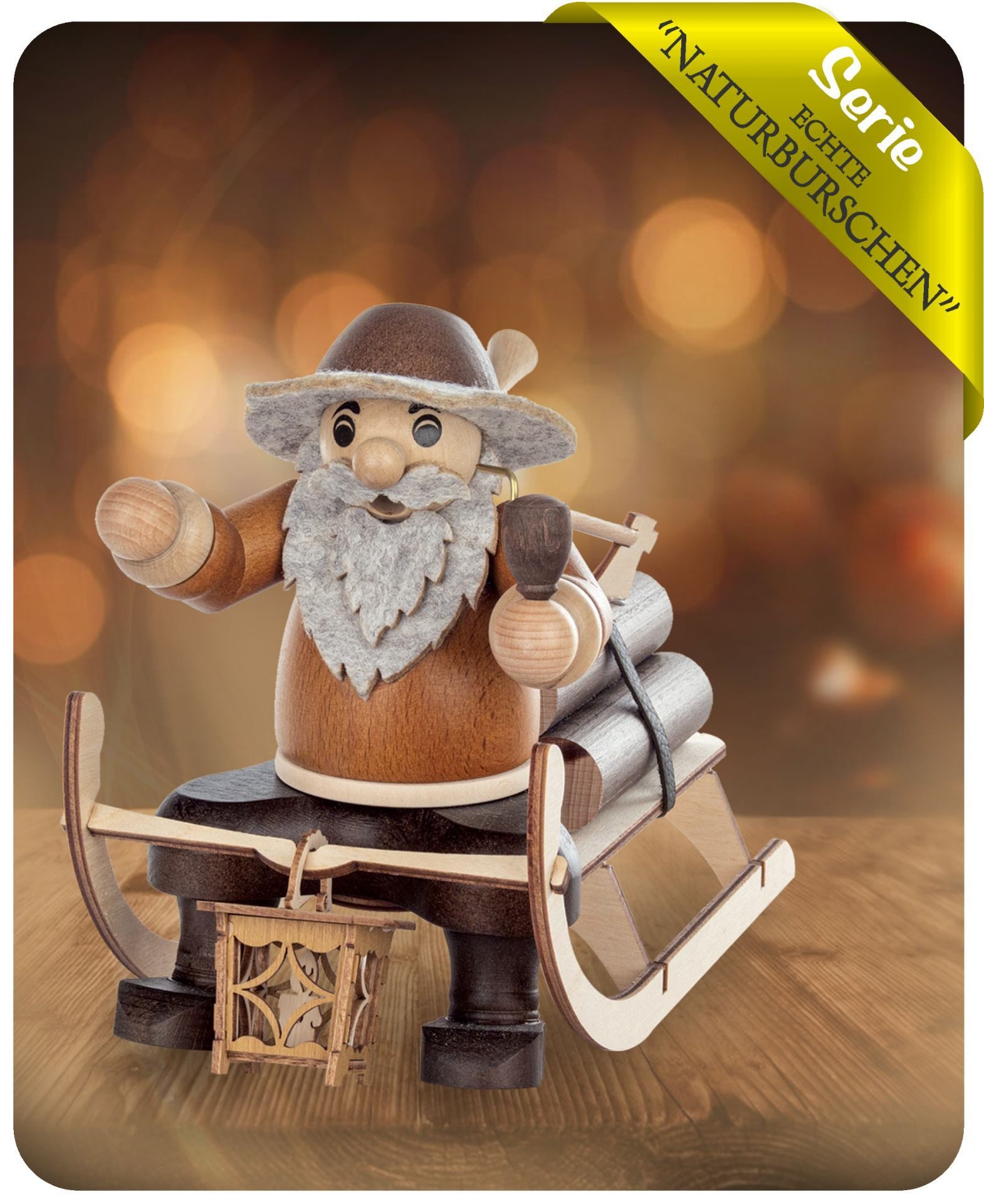 Zeidler Holzkunst Räuchermännchen Räuchermann Holzfäller mit Schlitten 5210, (1 St)