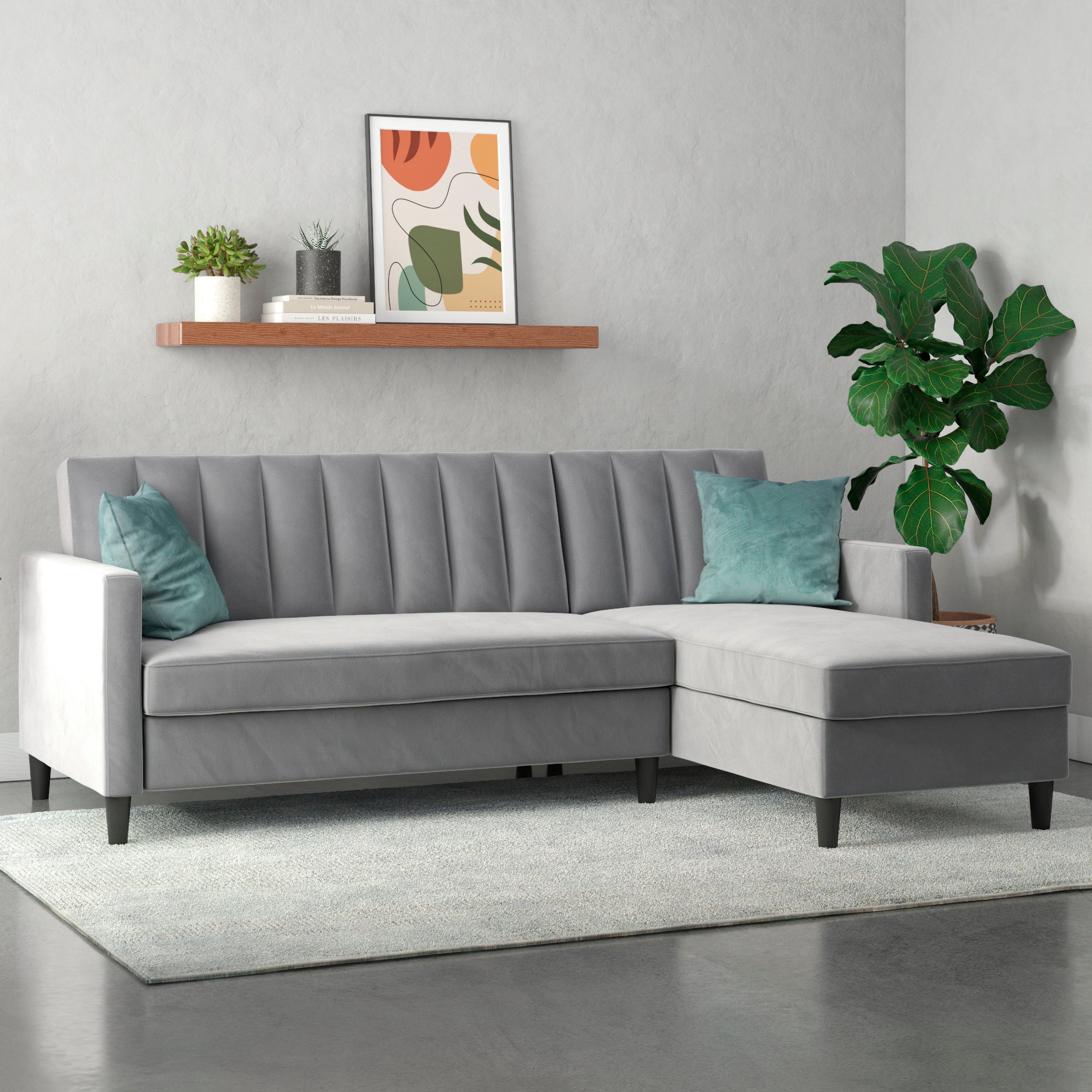 Dorel Home Ecksofa Celine, L-Form, mit Bett-Funktion und Stauraum. Recamiere beidseitig montierbar