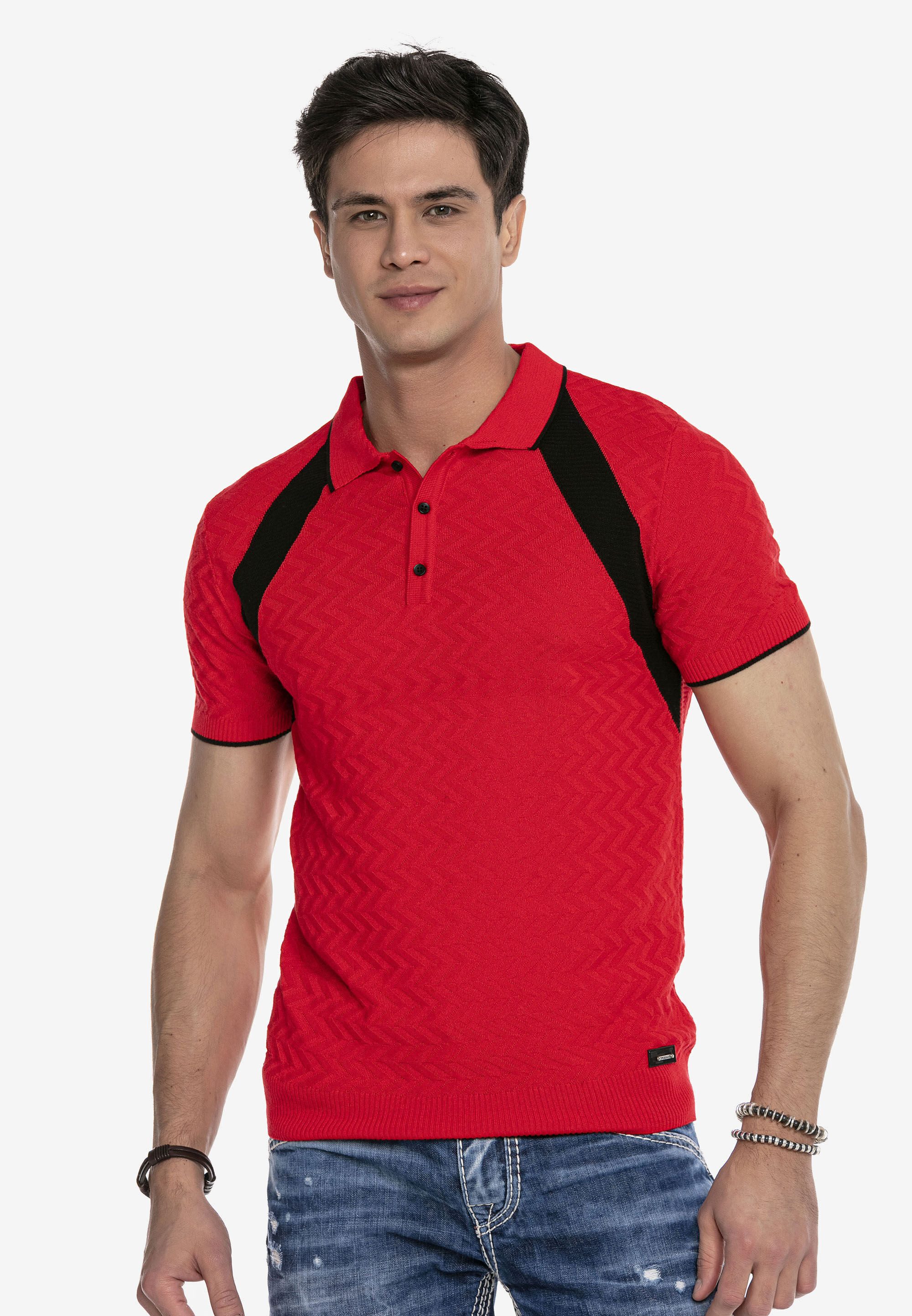 Cipo & Baxx T-Shirt T-Shirt mit dezentem Muster und Kontrast-Elementen günstig online kaufen