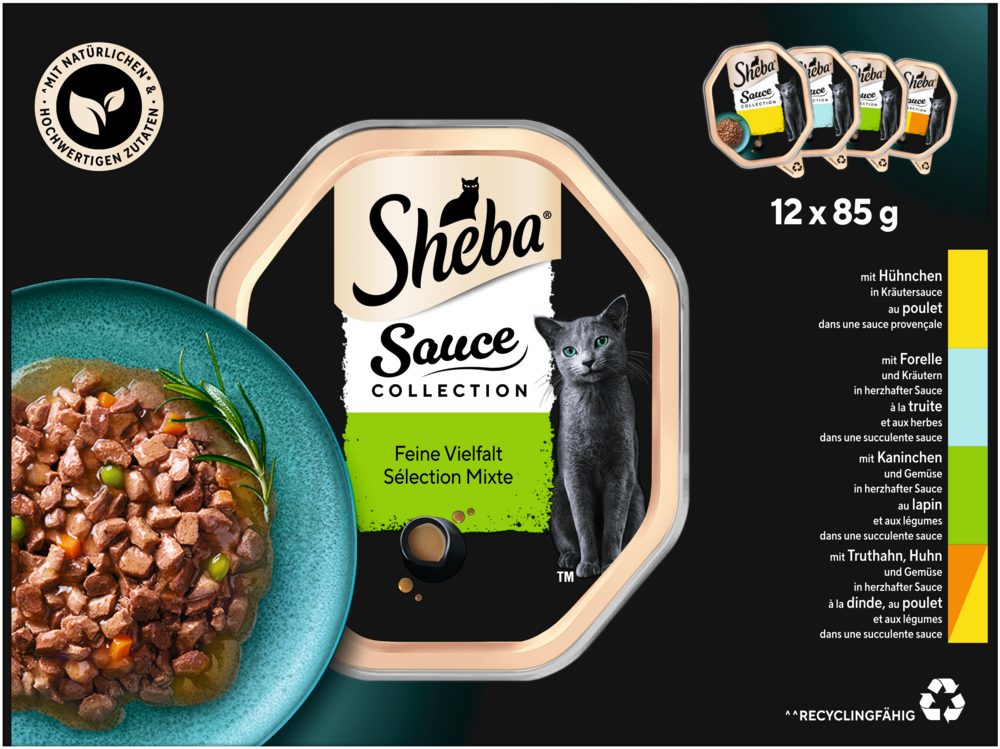 Sheba SHEBA® Schale Multipack Sauce Collection Feine Vielfalt 12 x 85g, für: Katze