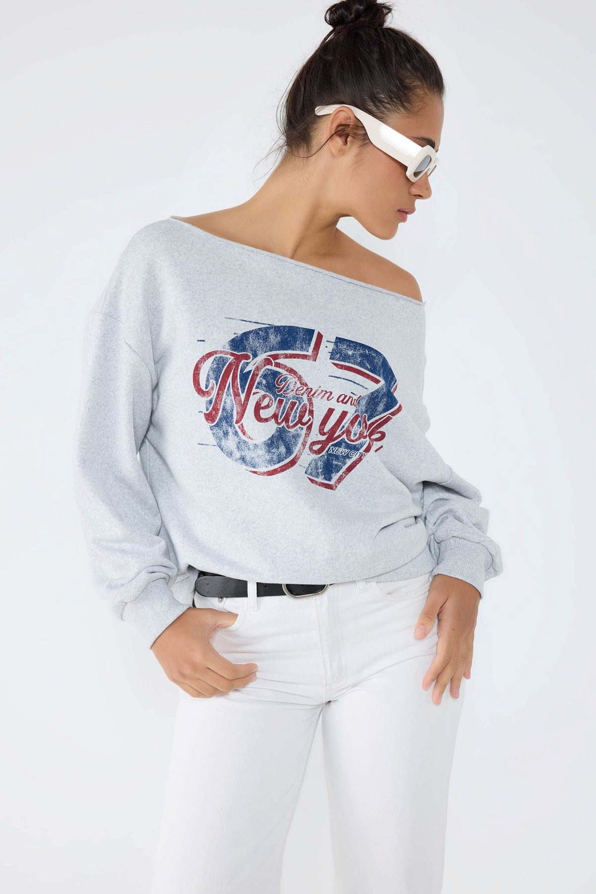 No Matter What Kapuzenpullover NY Bedruckter Grauer Sweatshirt günstig online kaufen