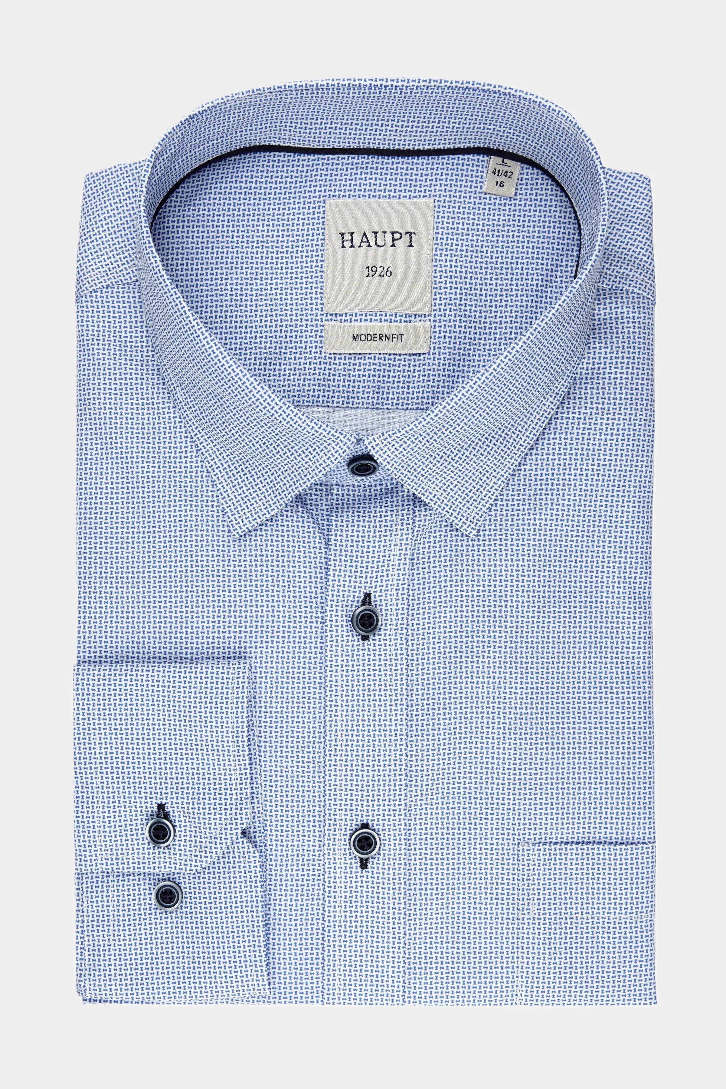 Langarmhemd Haupt Modern Fit Langarm Baumwoll-Herrenhemd Allover-Fliegenmuster