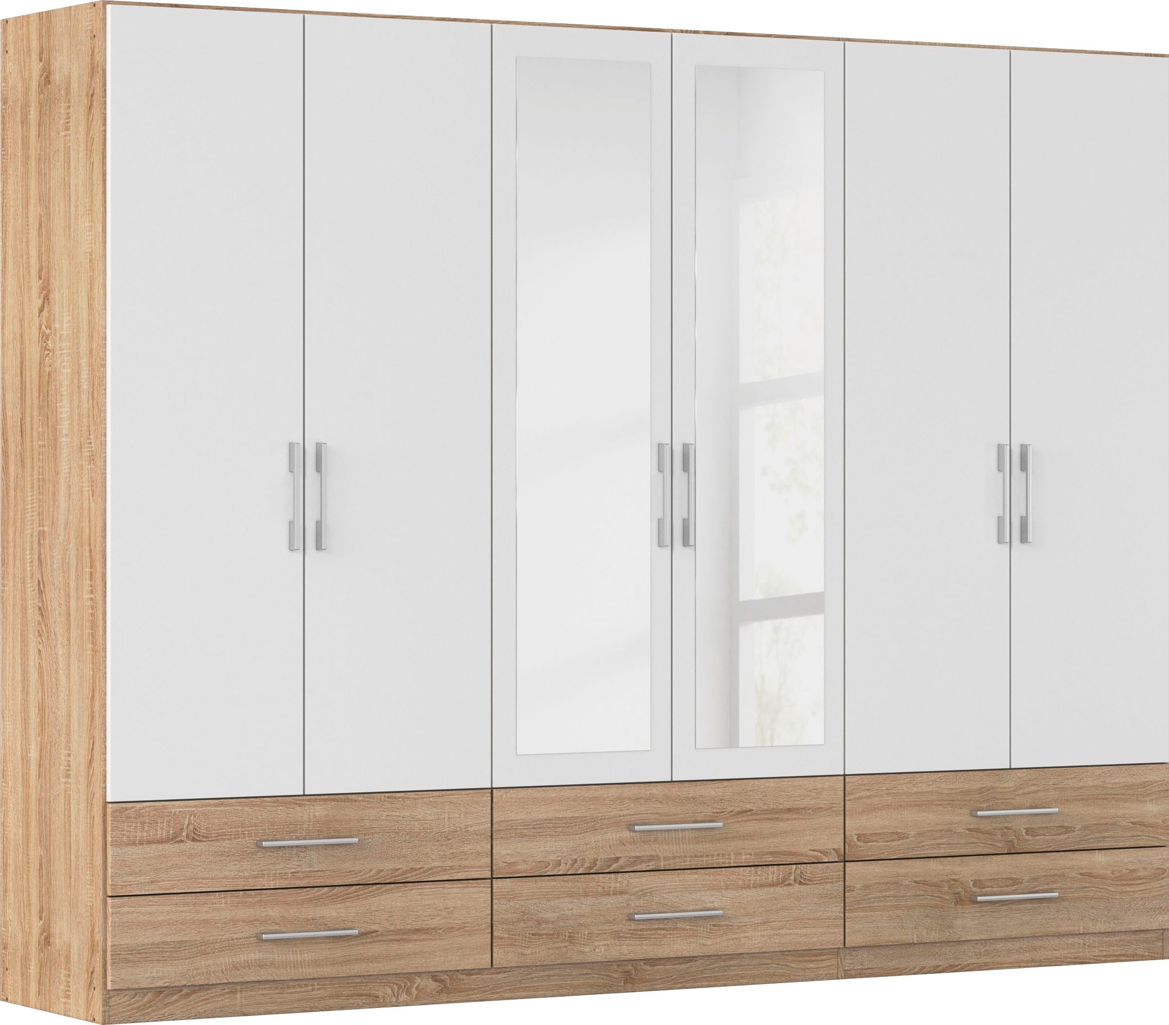 rauch Kleiderschrank Schrank Garderobenschrank Mehrzweckschrank Schlafzimmer HERSBRUCK (3 verschiedene Ausstattungen BASIC/CLASSIC/PREMIUM (inkl. SOFT-CLOSE) mit großzügigen Schubladen sowie Spiegeltüren MADE IN GERMANY