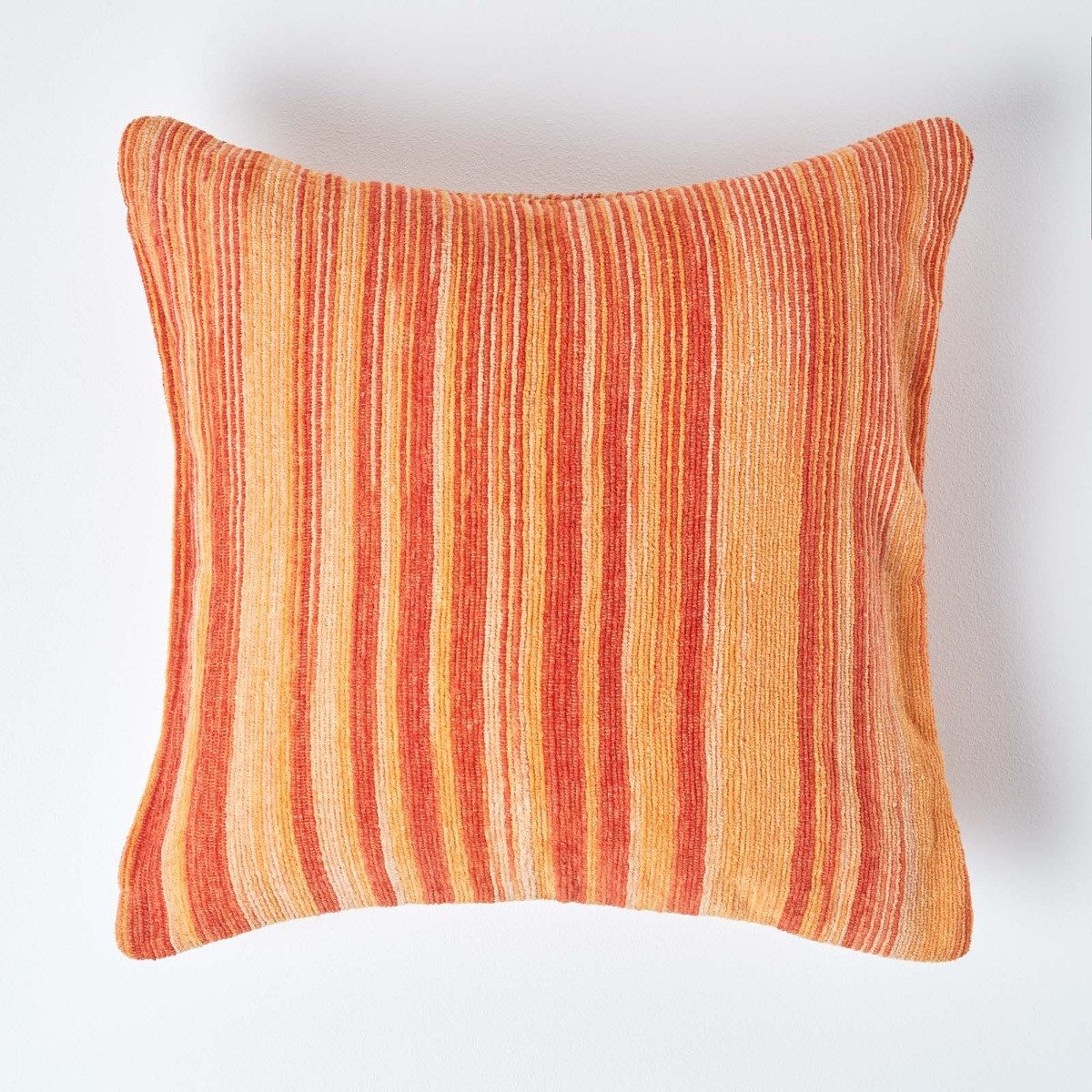 Homescapes Kissenhülle Gestreifter Chenille-Kissenbezug in Orange, 45 x 45 günstig online kaufen
