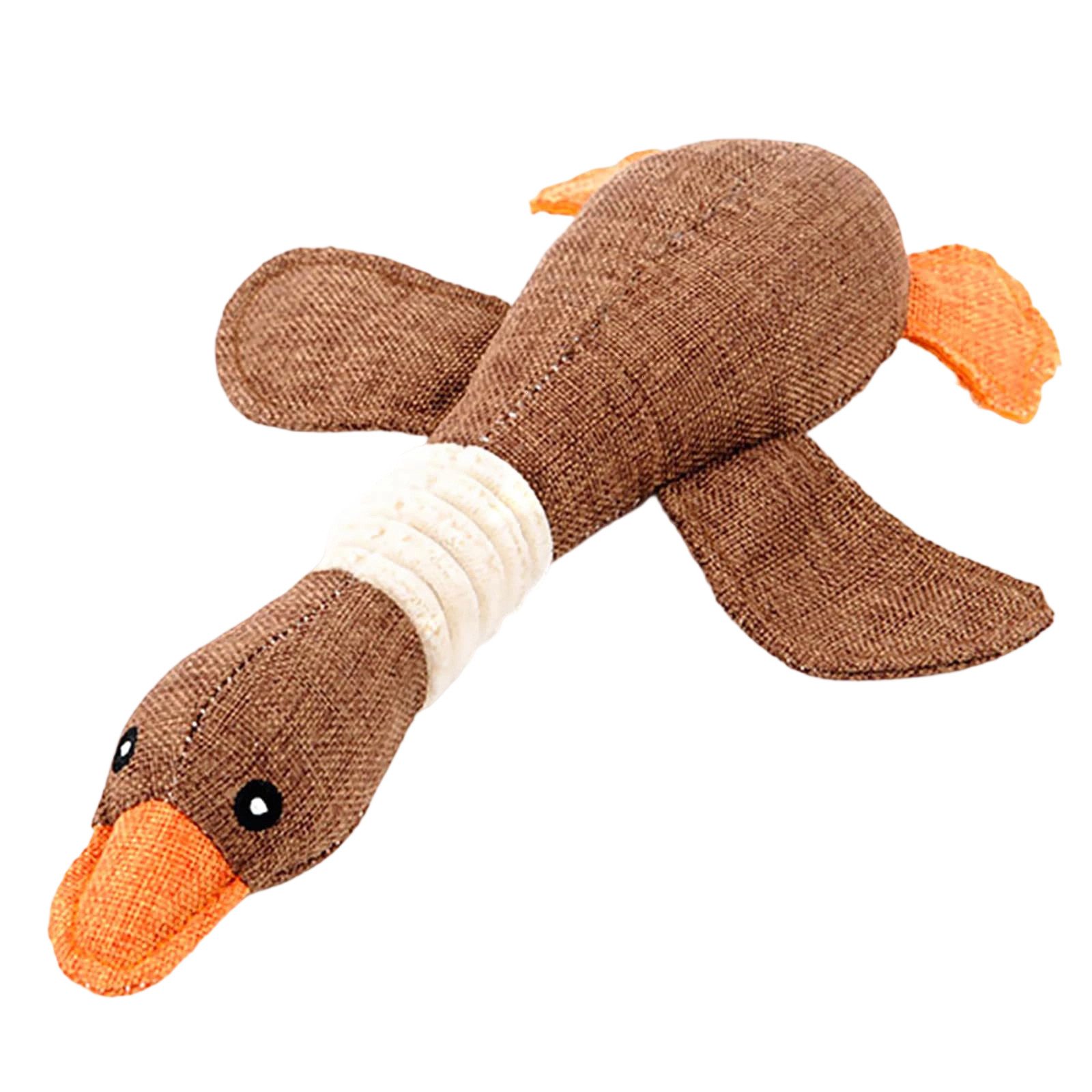 OKWISH Tierkuscheltier Hundespielzeug Plüschspielzeug Wildgans Quietschendes Kauspielzeug, Quietschende Plüschgans Zahnpflege Beschäftigungsspielzeug (1-tlg) Kuscheliges Kauspielzeug für Welpen und kleine Hunde