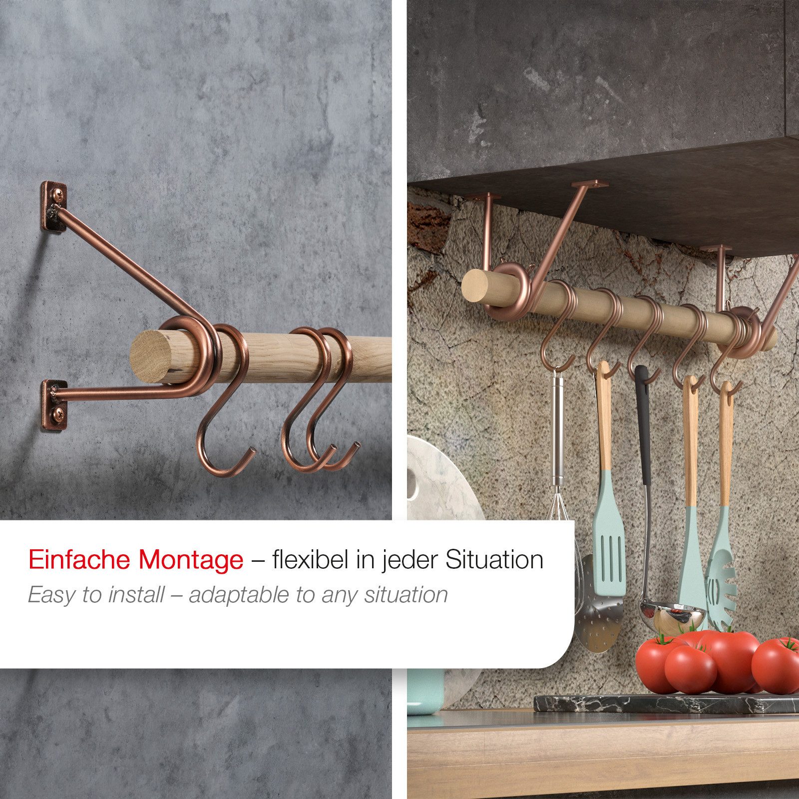 SO-TECH® Wandgarderobe 120 x 150 mm mit Ø 30 mm Kleiderstange aus Holz (Spa günstig online kaufen