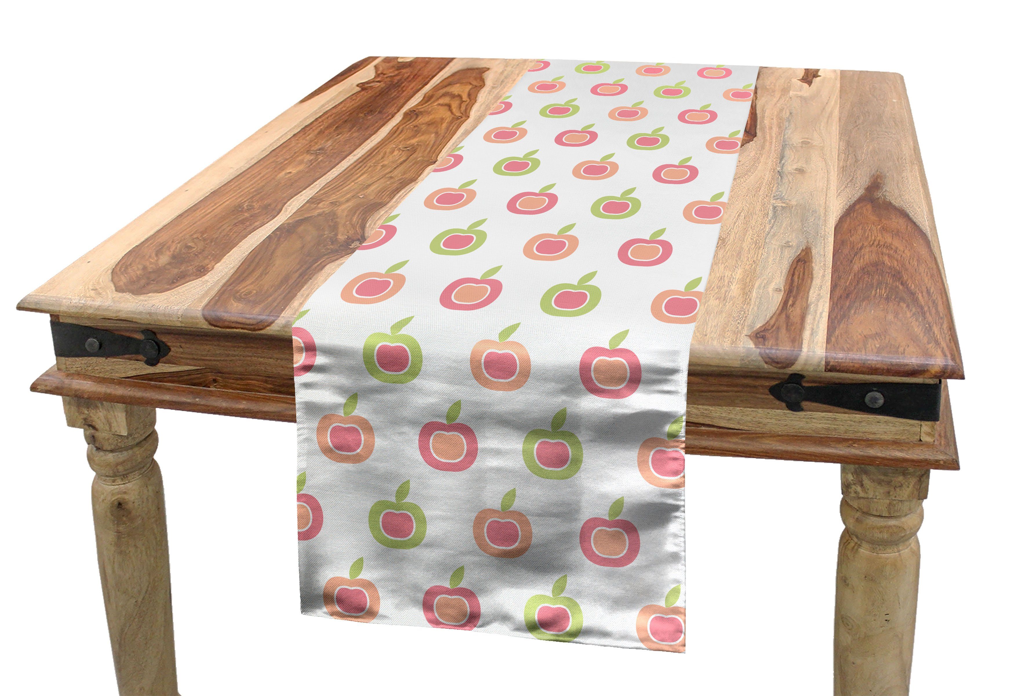 Abakuhaus Tischläufer Esszimmer Küche Rechteckiger Dekorativer Tischläufer, Pastell Apple-Früchte Weiche farbige
