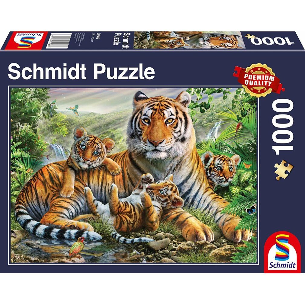 Schmidt Spiele Puzzle Tiger und Welpen, 1000 Teile, Puzzleteile