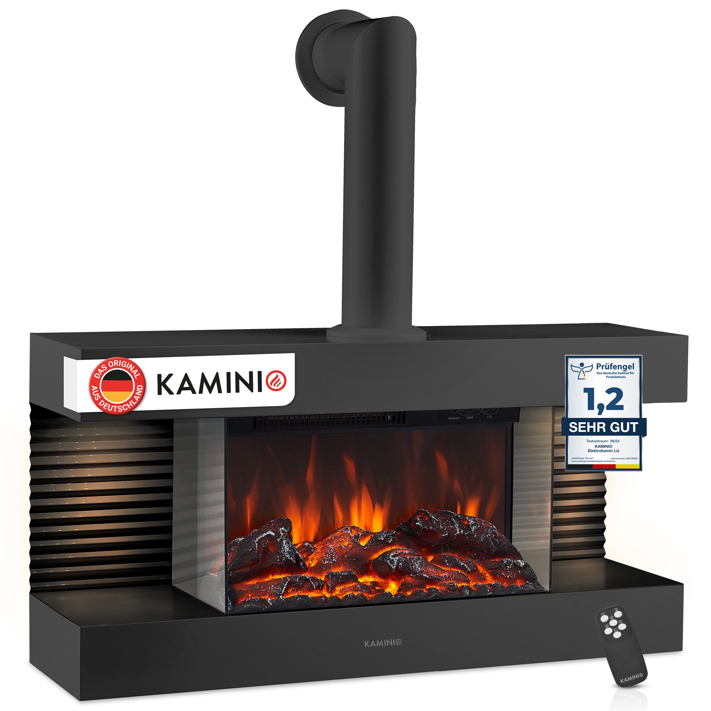 KAMINIO Elektrokamin LIZ, Elektrischer Kamin: 3D-Flammeneffekt, LED-Ambientelicht, Heizung 1800W