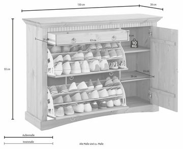 Home affaire Schuhkommode Rustic, aus massiver Kiefer, Breite 130 cm, FSC®-zertifiziert