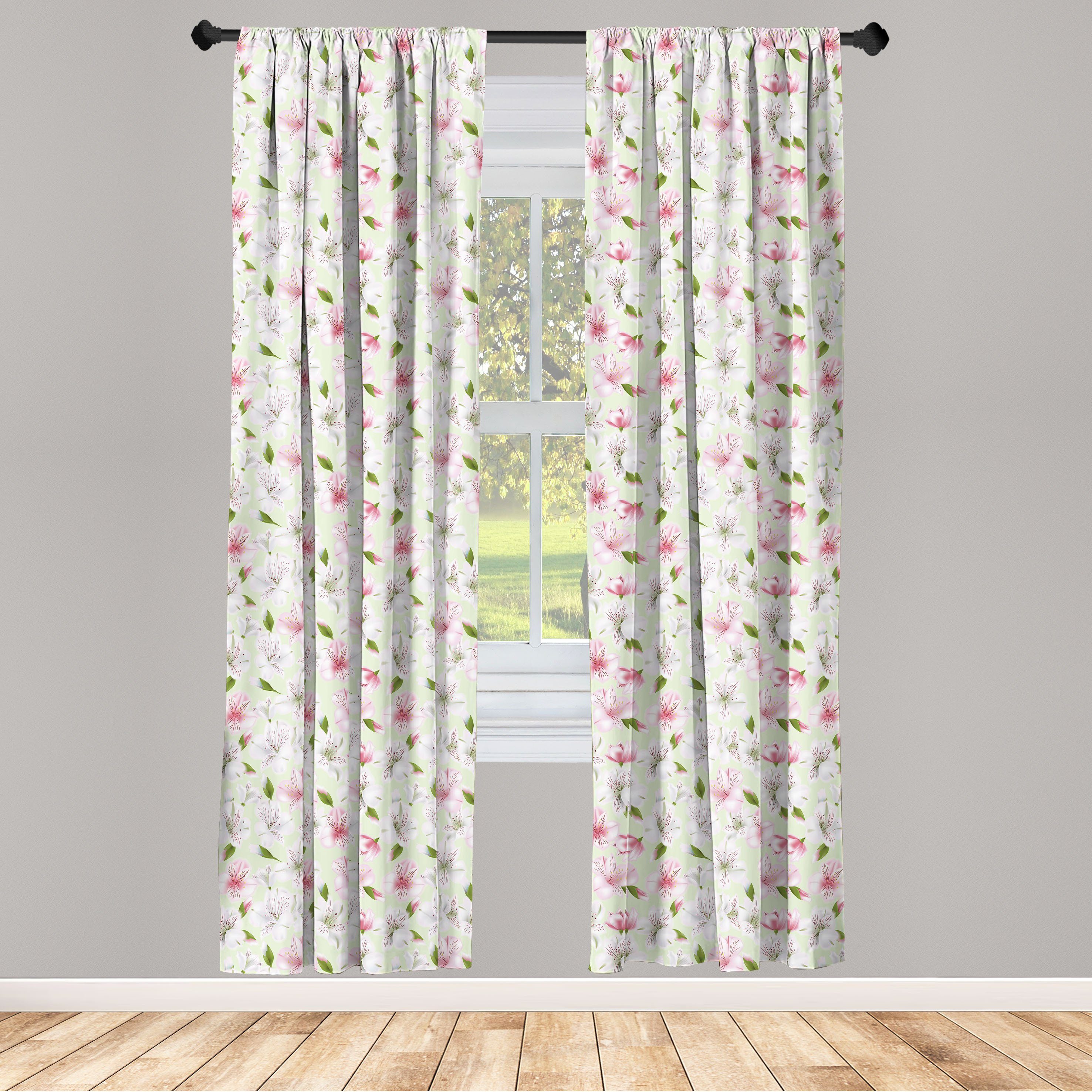 Gardine Vorhang für Wohnzimmer Schlafzimmer Dekor, Abakuhaus, Microfaser, Blumen Peruanische Lilie blühen Bloom