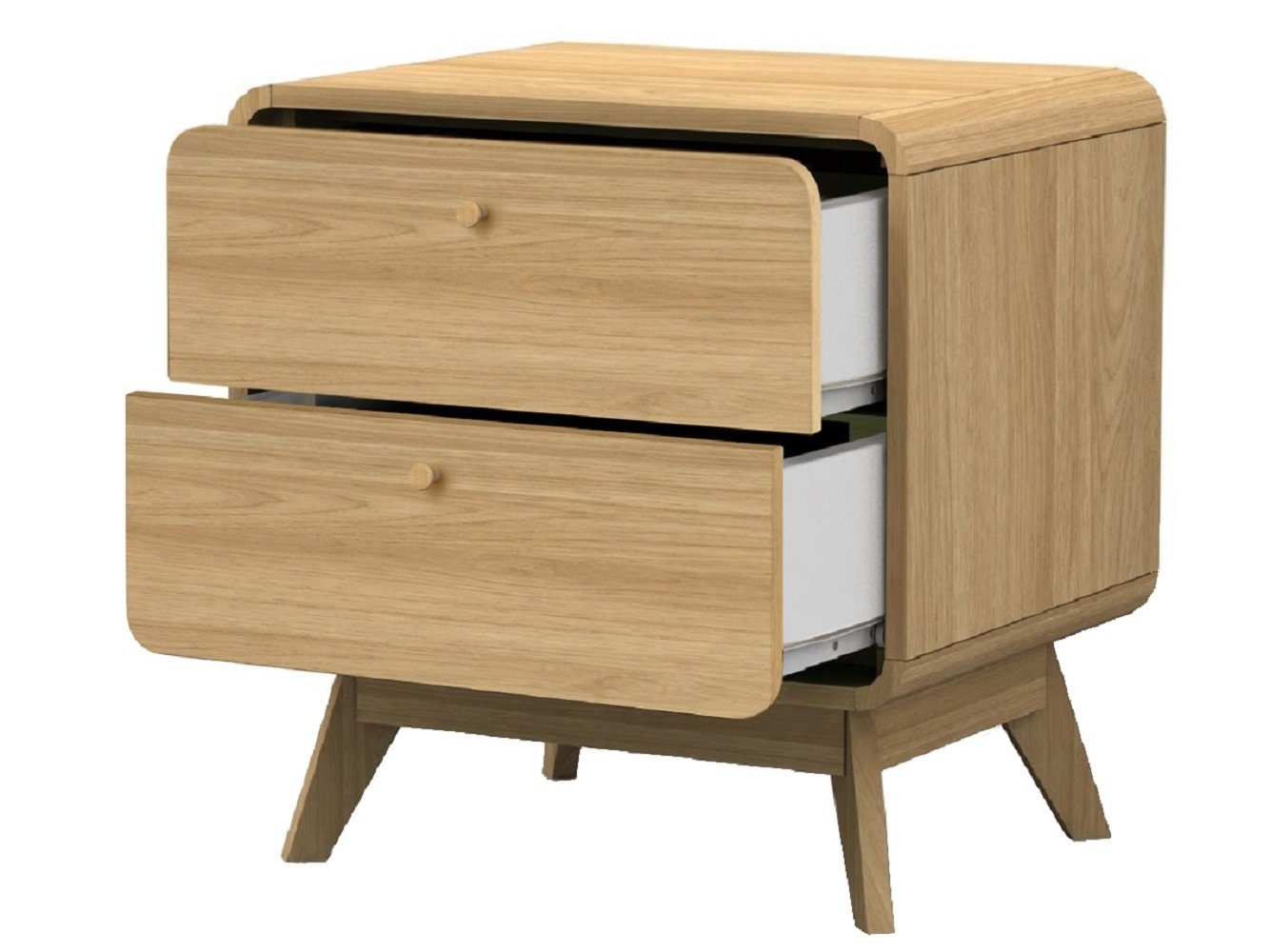 loft24 Nachtschrank Caitlin Nachttisch mit 2 Schubladen, MDF, Skandinavisches Design, modern