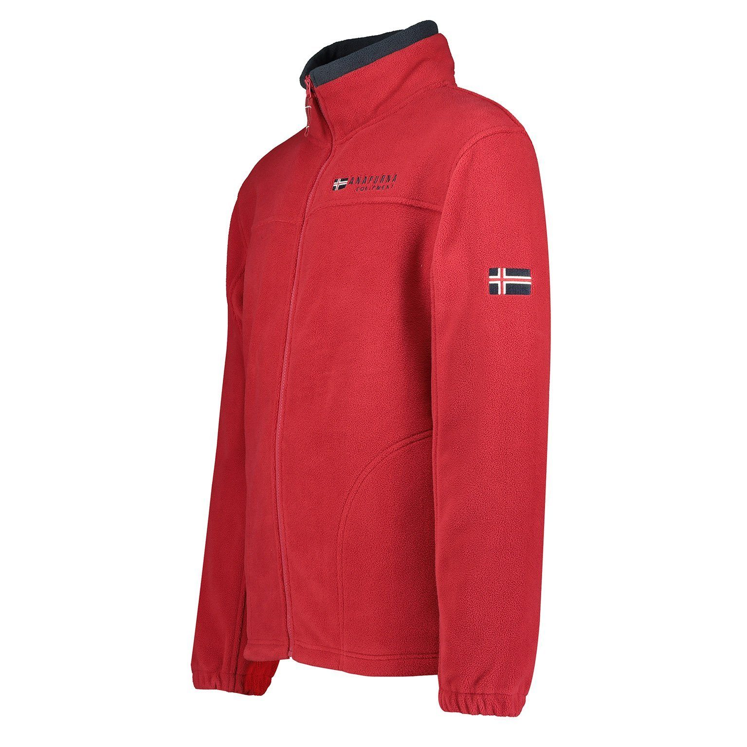 Anapurna Fleecejacke Herren Fleecejacke Outdoor Freizeit Jacke Übergangsjacke in Unifarbe, mit Kapuze, mit Stehkragen