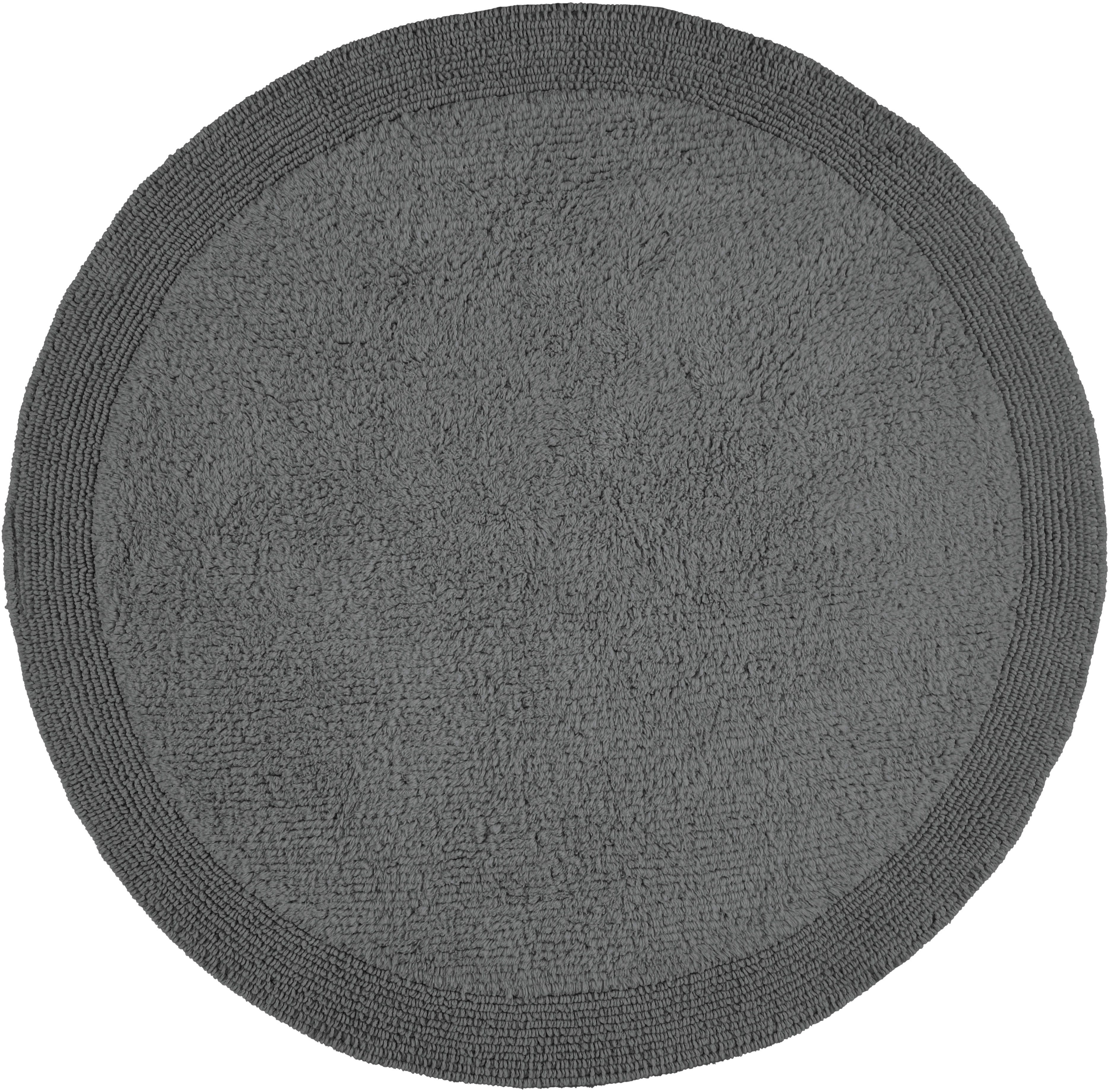 OTTO home Badematte Kapra, Badvorleger, Badezimmer Teppich, Höhe 14 mm, beidseitig nutzbar, strapazierfähig, fußbodenheizungsgeeignet, Baumwolle, rund, mit Bordüre, Badteppich, Badematte, Baumwolle