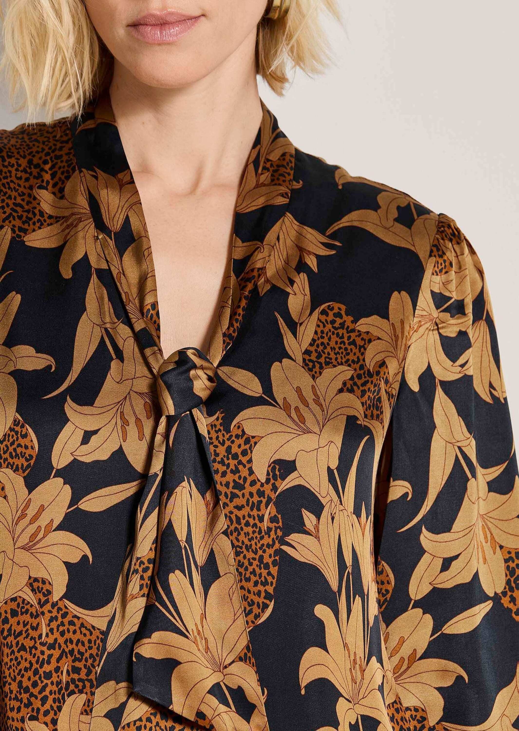 MADELEINE Midikleid Schluppenkleid mit Blütenprint V-Ausschnitt, schwingender Rock & seitliche Eingrifftaschen – Bild 4 von 5
