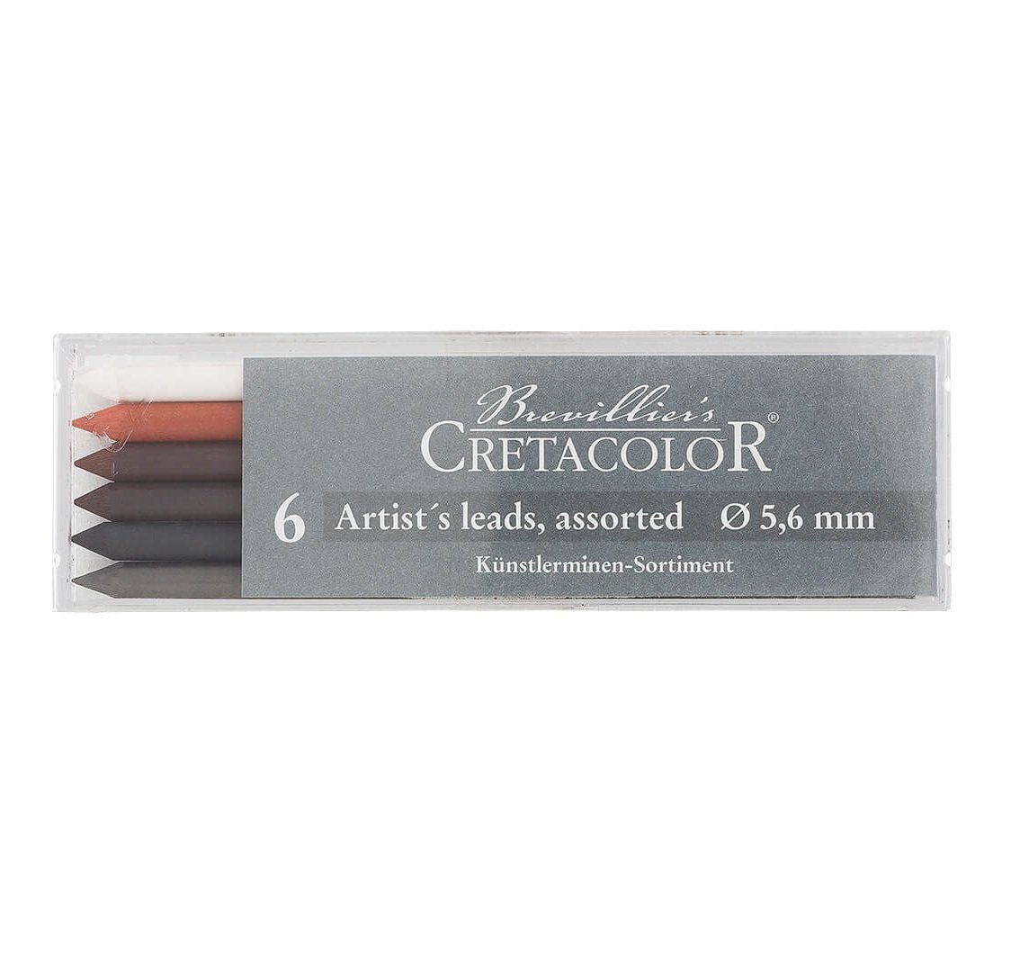 Brevilliers Cretacolor Bleistift 264 00, Künstlerminen Set 6-teilig,  Ölpastellkreiden - Minendurchmesser ca. 5,6mm - Made in Austria