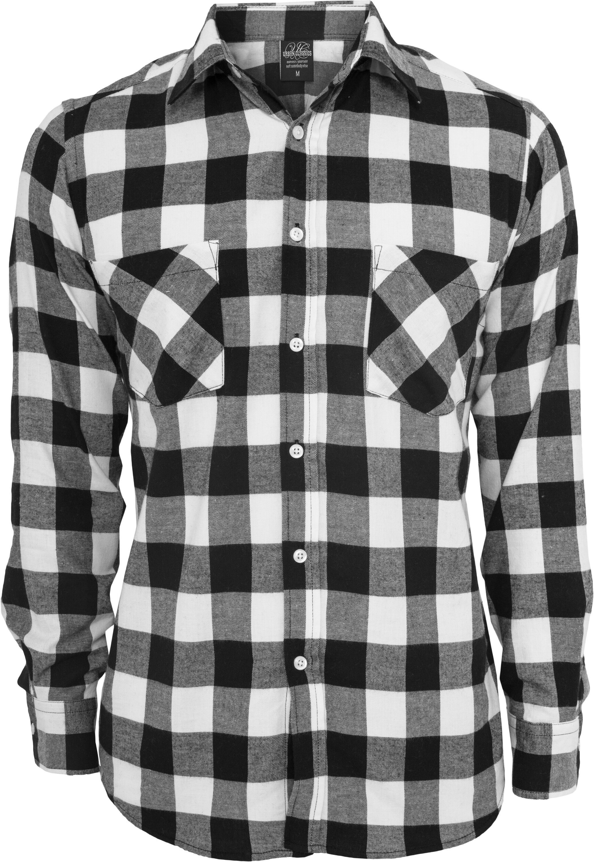 URBAN CLASSICS Langarmshirt Checked Flanell Shirt (1-tlg) black/white