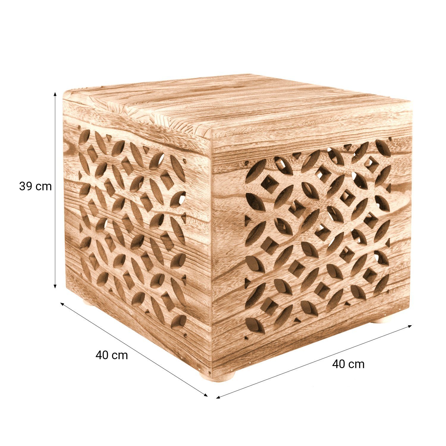 Nachttisch Würfel Homestyle4u Set) braun Hocker Couchtisch Beistelltisch natur Holz (kein