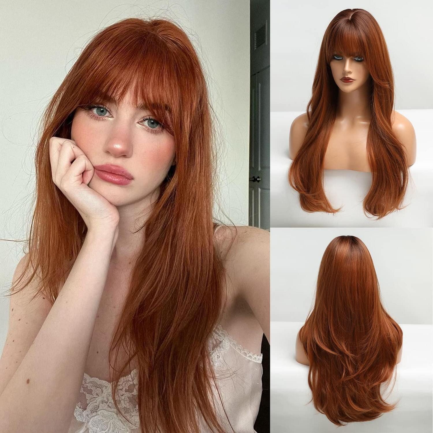 LuxusKollektion Kunsthaarperücke Perücke Pony Layered Lockig Orange Damen Synthetisch Auburn