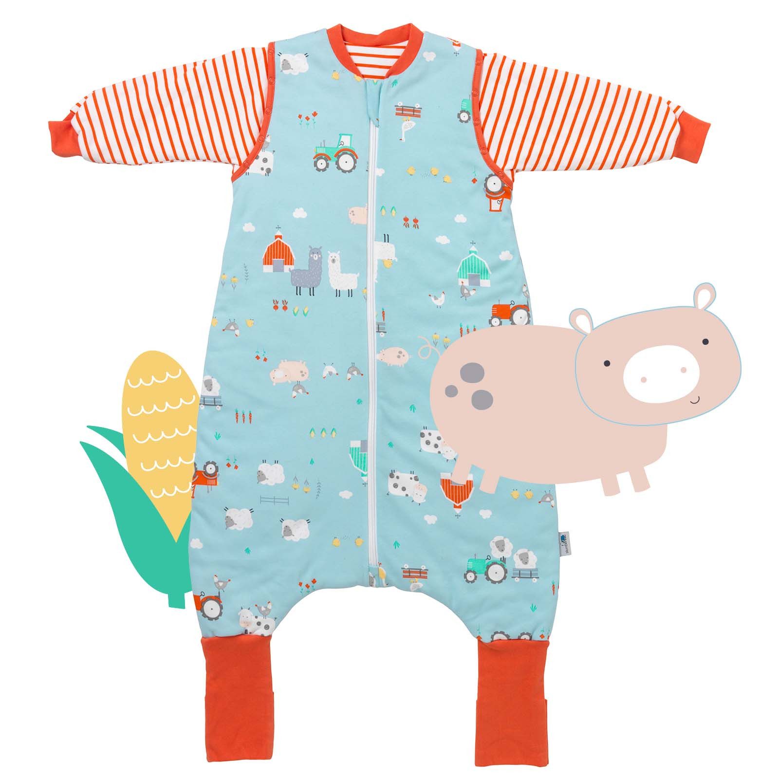 Schlummersack Kinderschlafsack Bio Schlafsack mit Füßen und umklappbaren Bündchen, 2.5 Tog OEKO-TEX