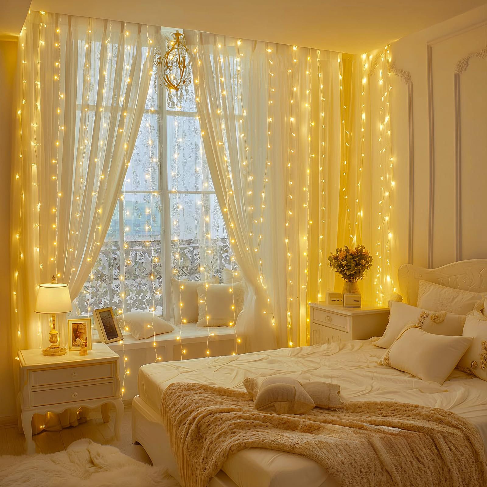 MUPOO LED-Lichtervorhang LED Lichtervorhang für Schlafzimmer,USB/Timer,3x2M günstig online kaufen