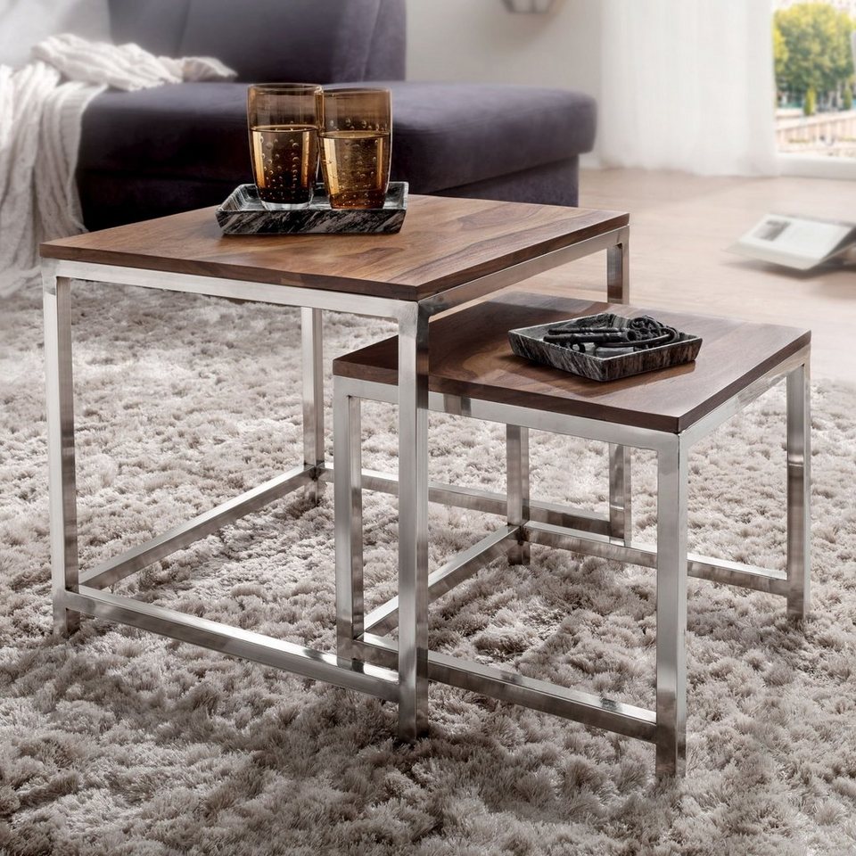 Couchtisch Tisch Beistelltisch weiß braun Landhaus Holztisch Holz robust Tablett
