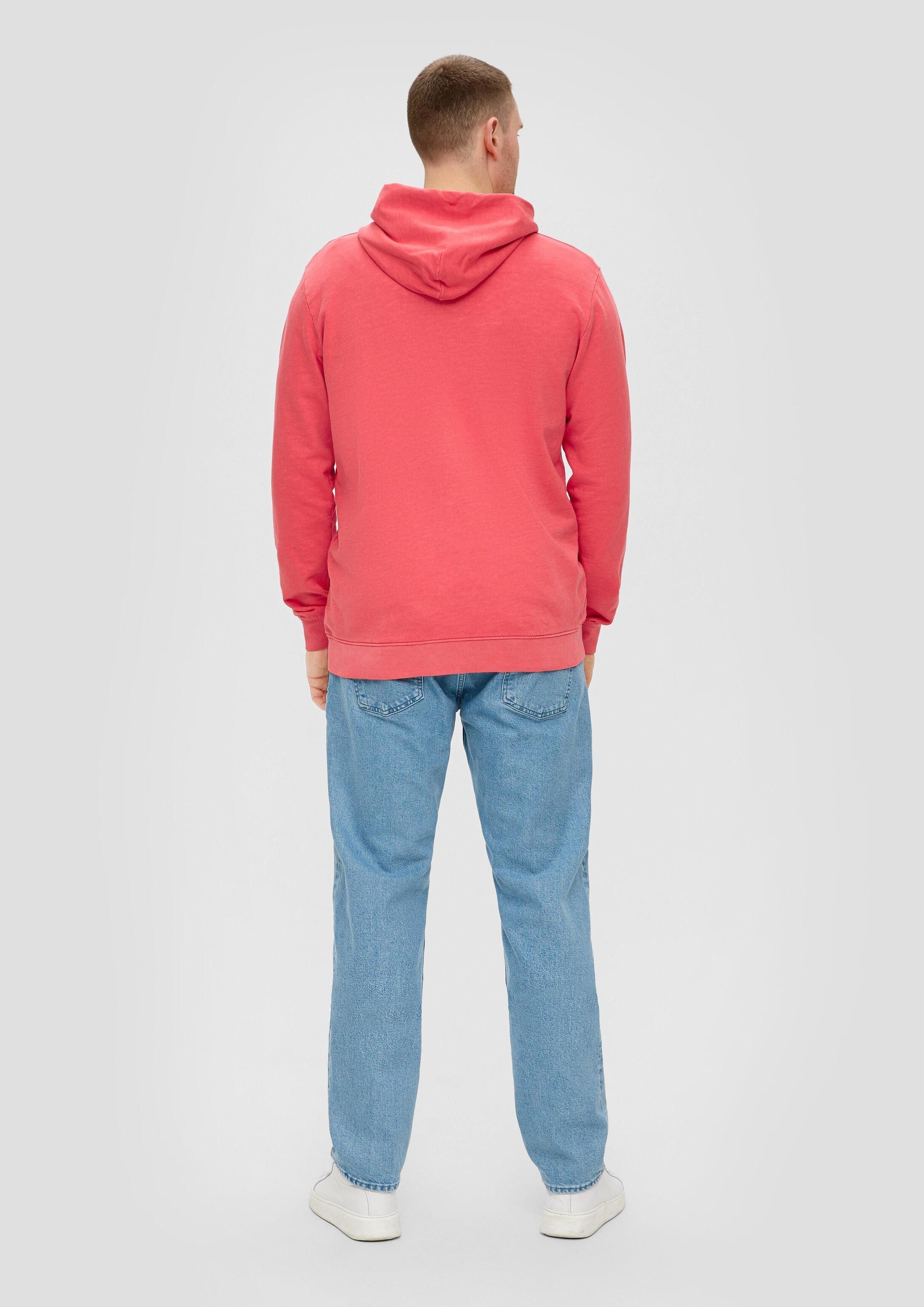 s.Oliver Sweatjacke Sweatshirt Jacke Sweatshirtjacke mit Garment Dye und Kapuze
