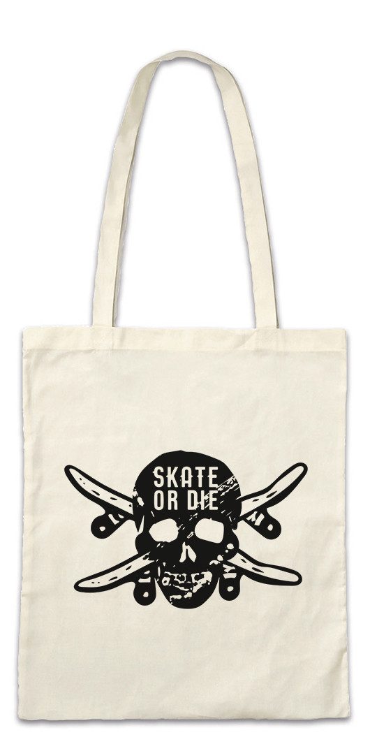 Beuteltasche Skate Or Die II Stofftasche Skull Skateboard Skater SK8 Kickflip